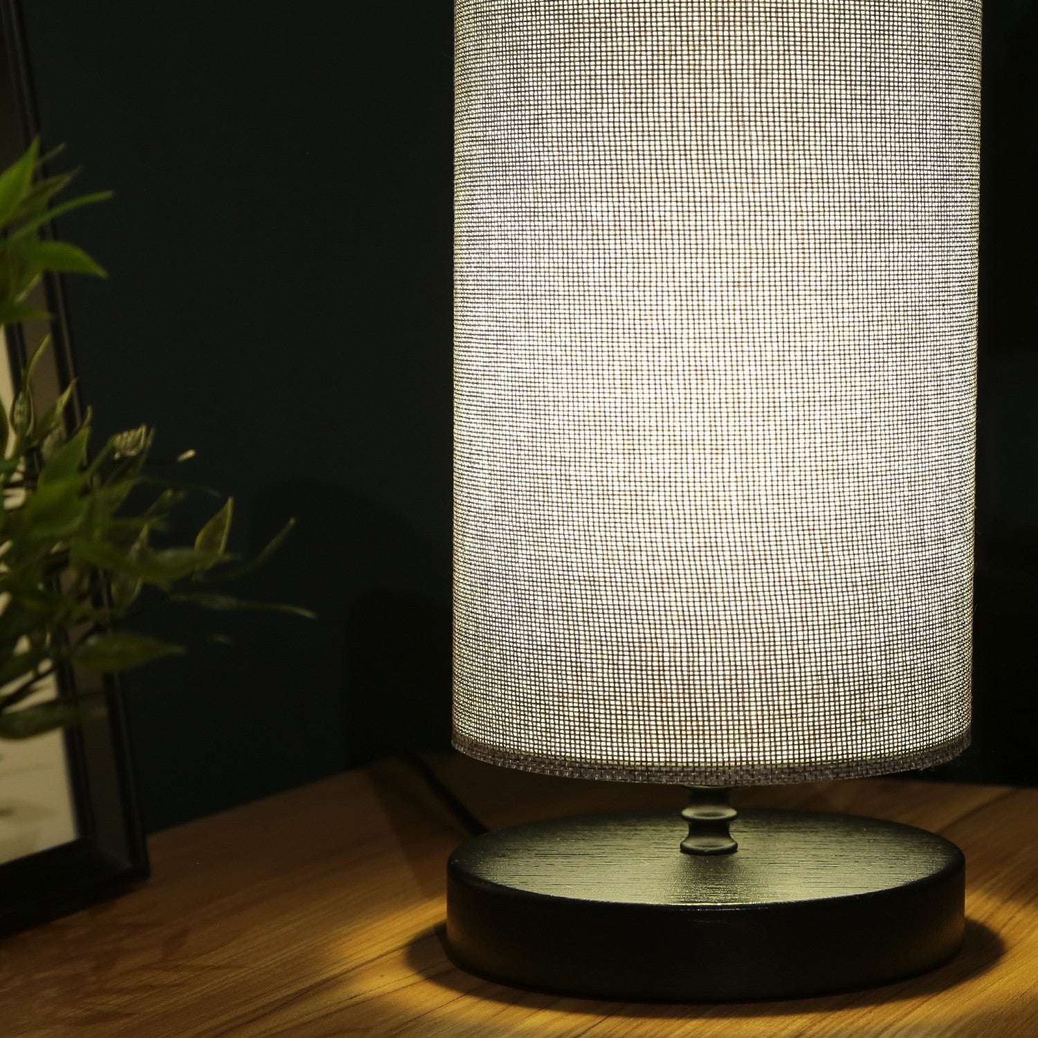 Candeeiro de Mesa – 30 cm – Cinza – Madeira