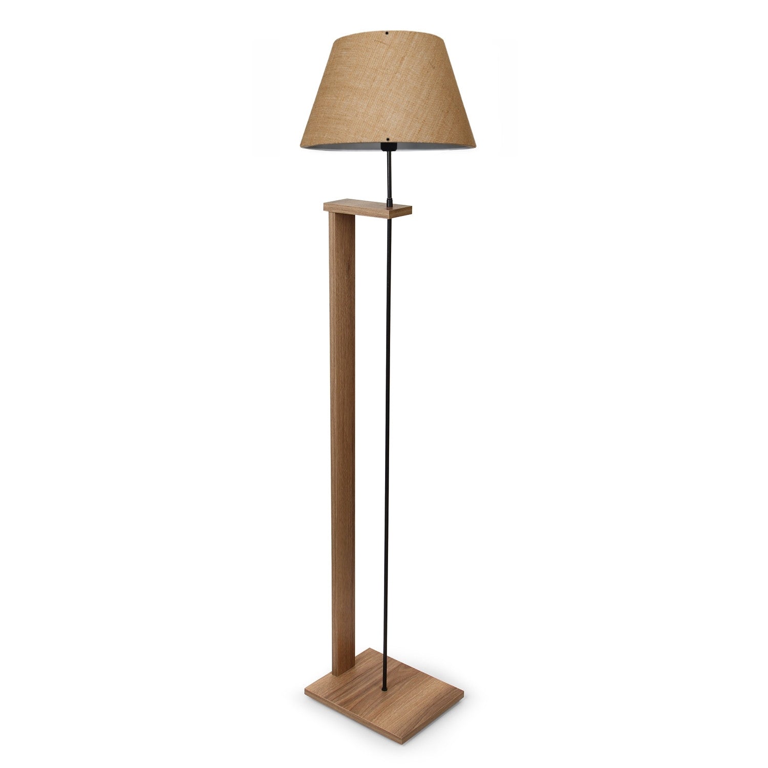 Candeeiro de Pé de Madeira – 150 cm – Creme