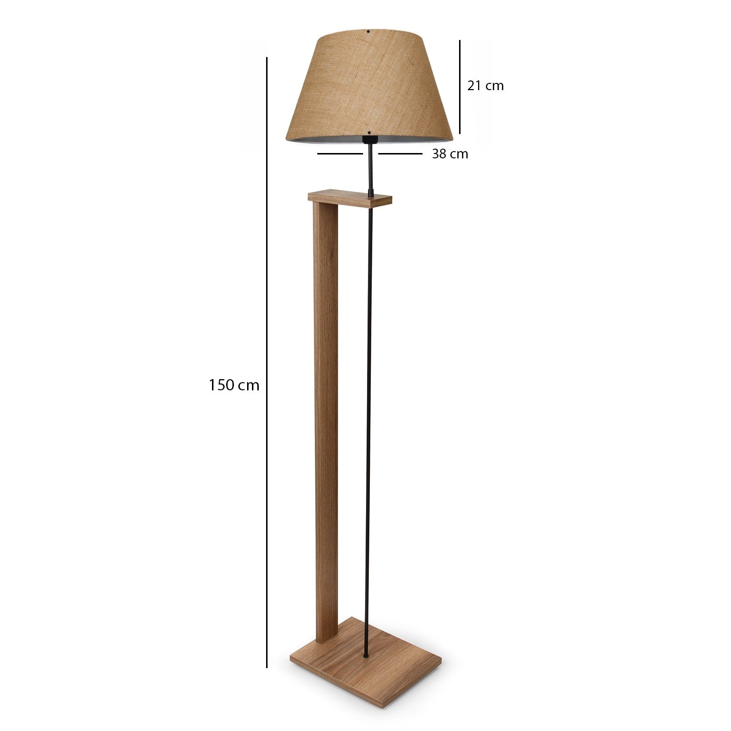 Candeeiro de Pé de Madeira – 150 cm – Creme
