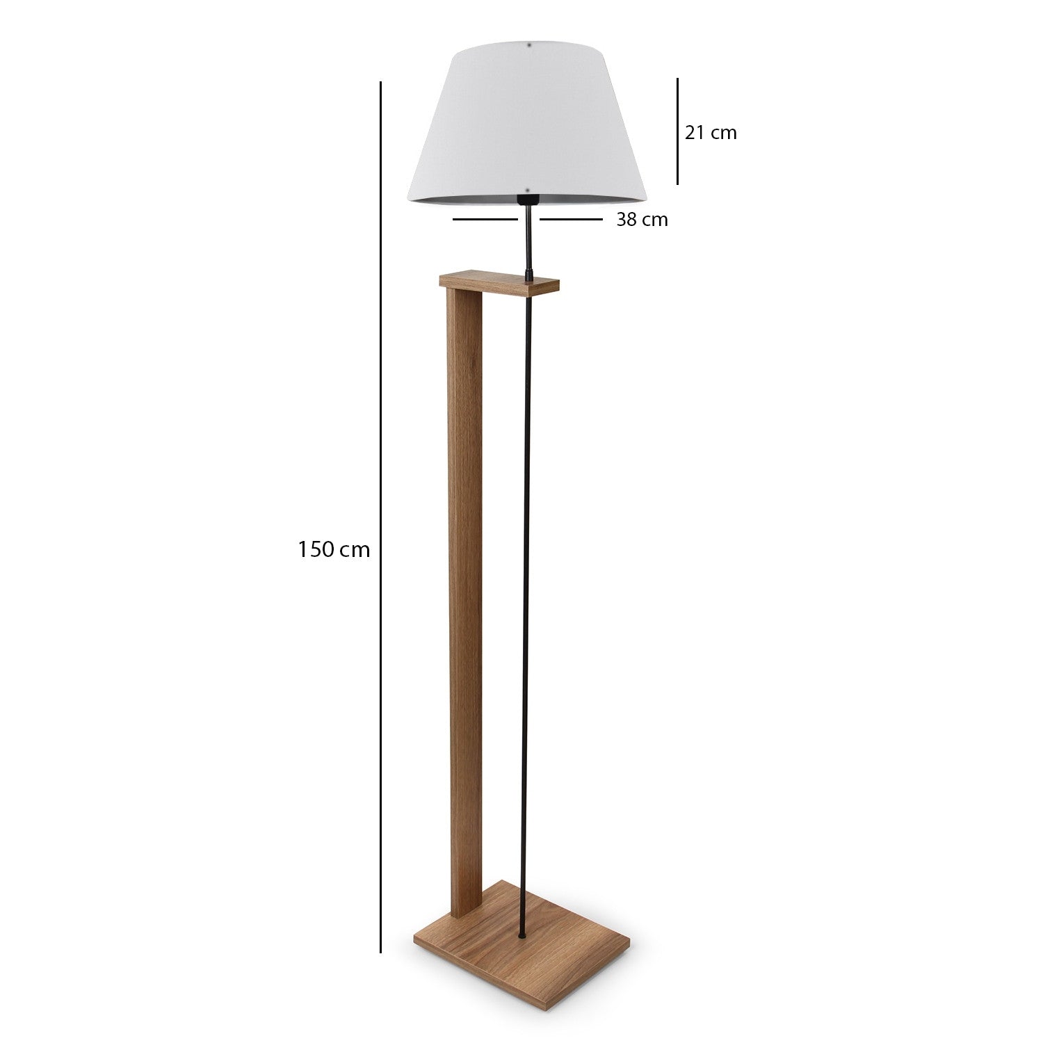 Candeeiro de Pé de Madeira - 150 cm - Creme