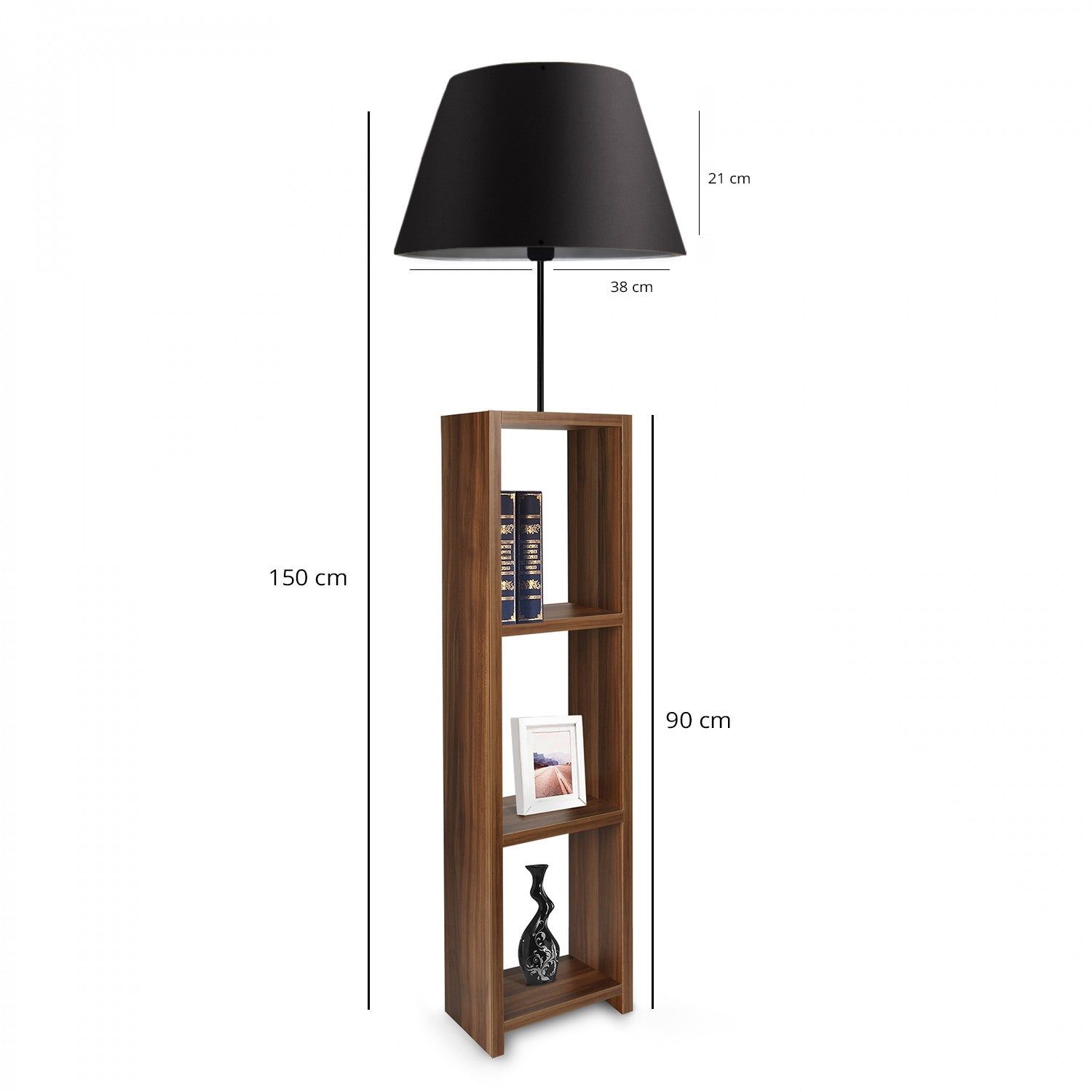 Candeeiro de Pé de madeira – 150 cm – Preto