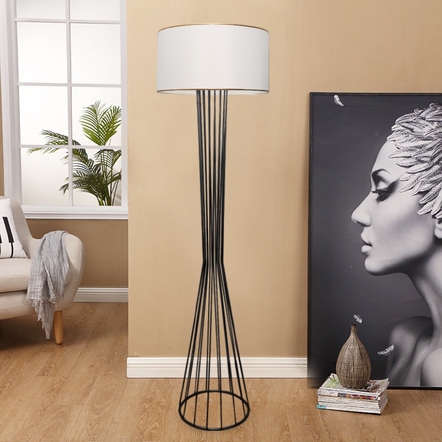 Candeeiro de Pé – 155 cm – Branco – Metal