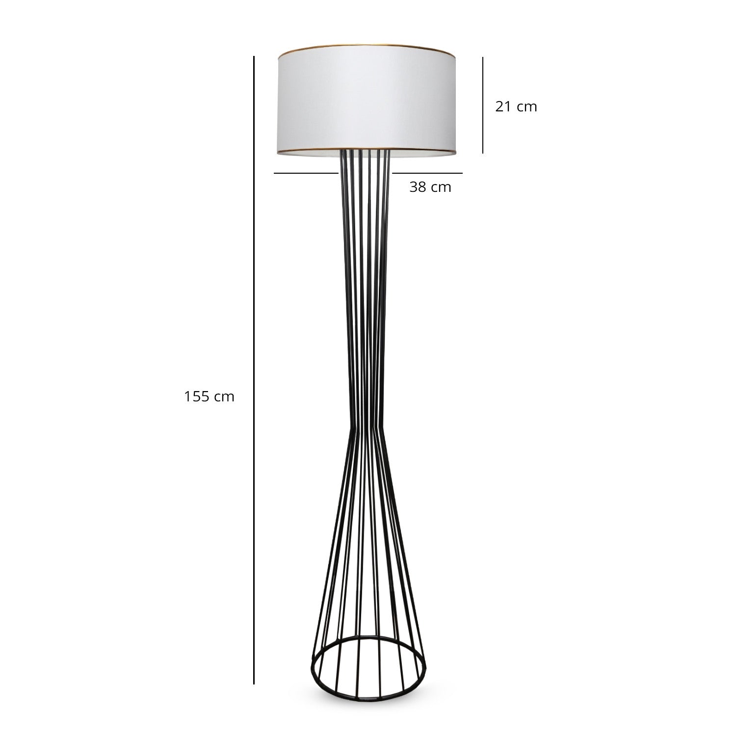 Candeeiro de Pé – 155 cm – Branco – Metal