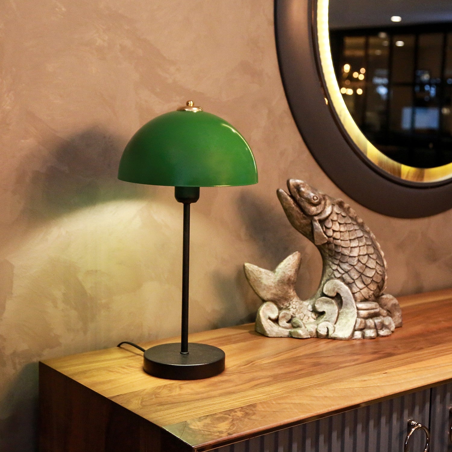Candeeiro de Mesa – 49 cm – Verde – Metal