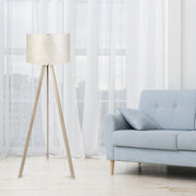 Candeeiro de Pé Escandinavo – 38 x 140 cm – Bege e Antigo – 70% MDF, 30% Tecido PVC