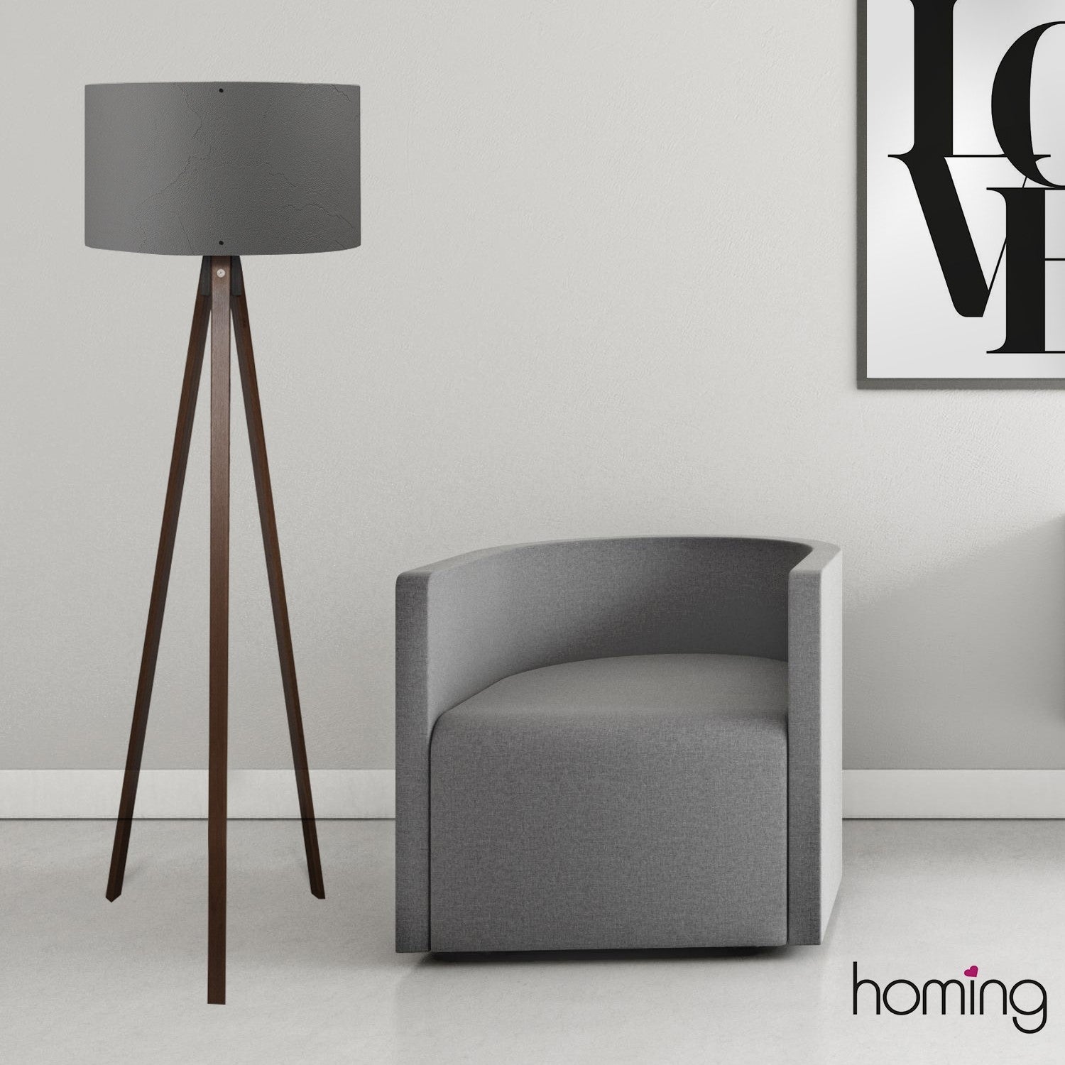 Candeeiro de Pé Escandinavo – 140 cm de altura – Cinza – 100% MDF