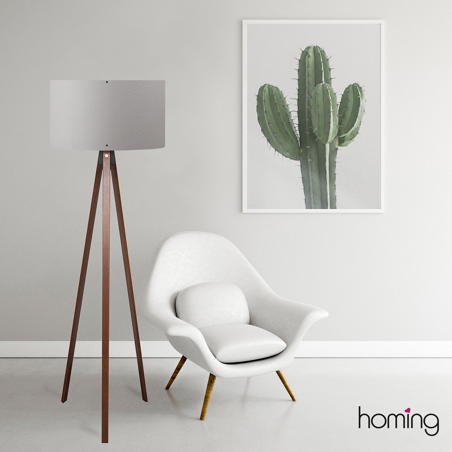 Candeeiro de Pé Escandinavo – 140 cm de Altura – Cinza – 100% MDF