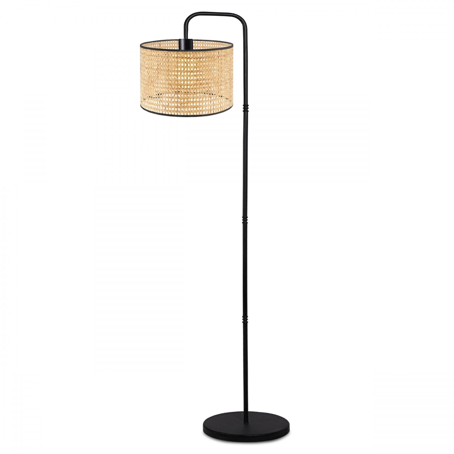 Candeeiro de Pé – 150 cm – Creme e Preto – Rattan e Metal
