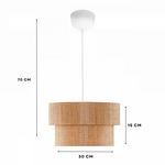 Candeeiro de Teto – 25 - 70 cm – Bege e Branco – Plástico e Vime