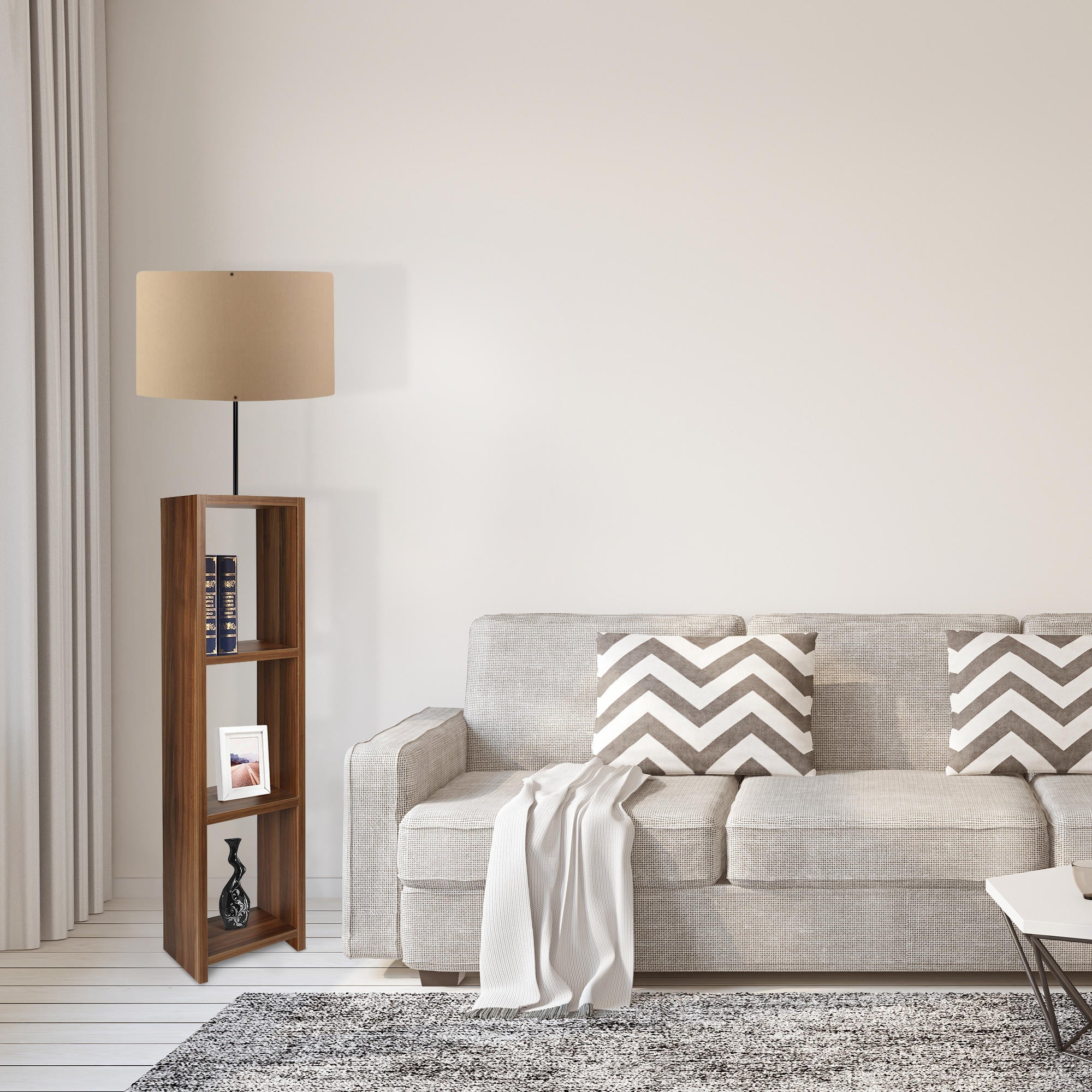 Candeeiro de Pé de Madeira – 150 cm – Marrom Claro – PVC MDF