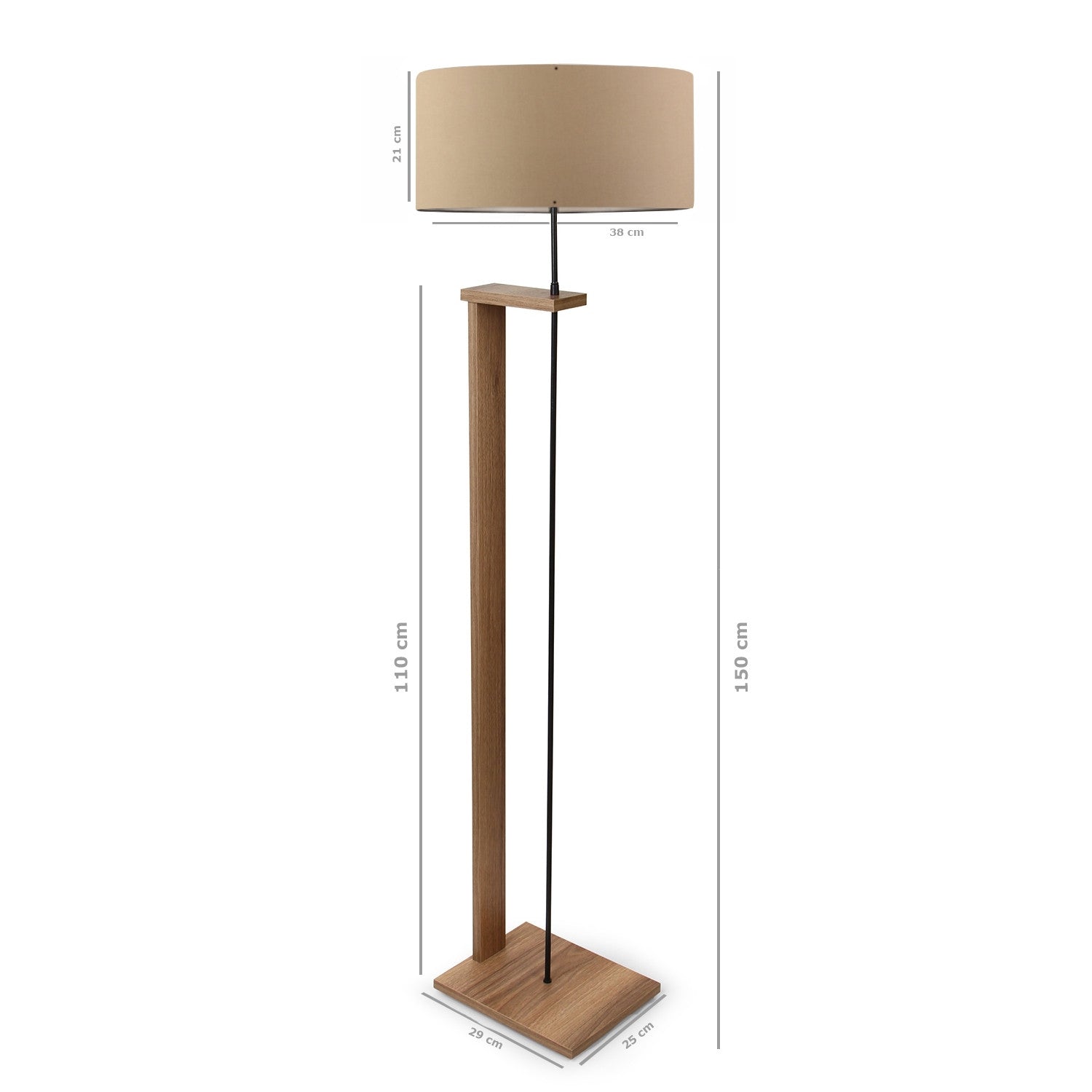 Candeeiro de Pé de madeira – 150 cm – Castanho Claro – PVC, MDF
