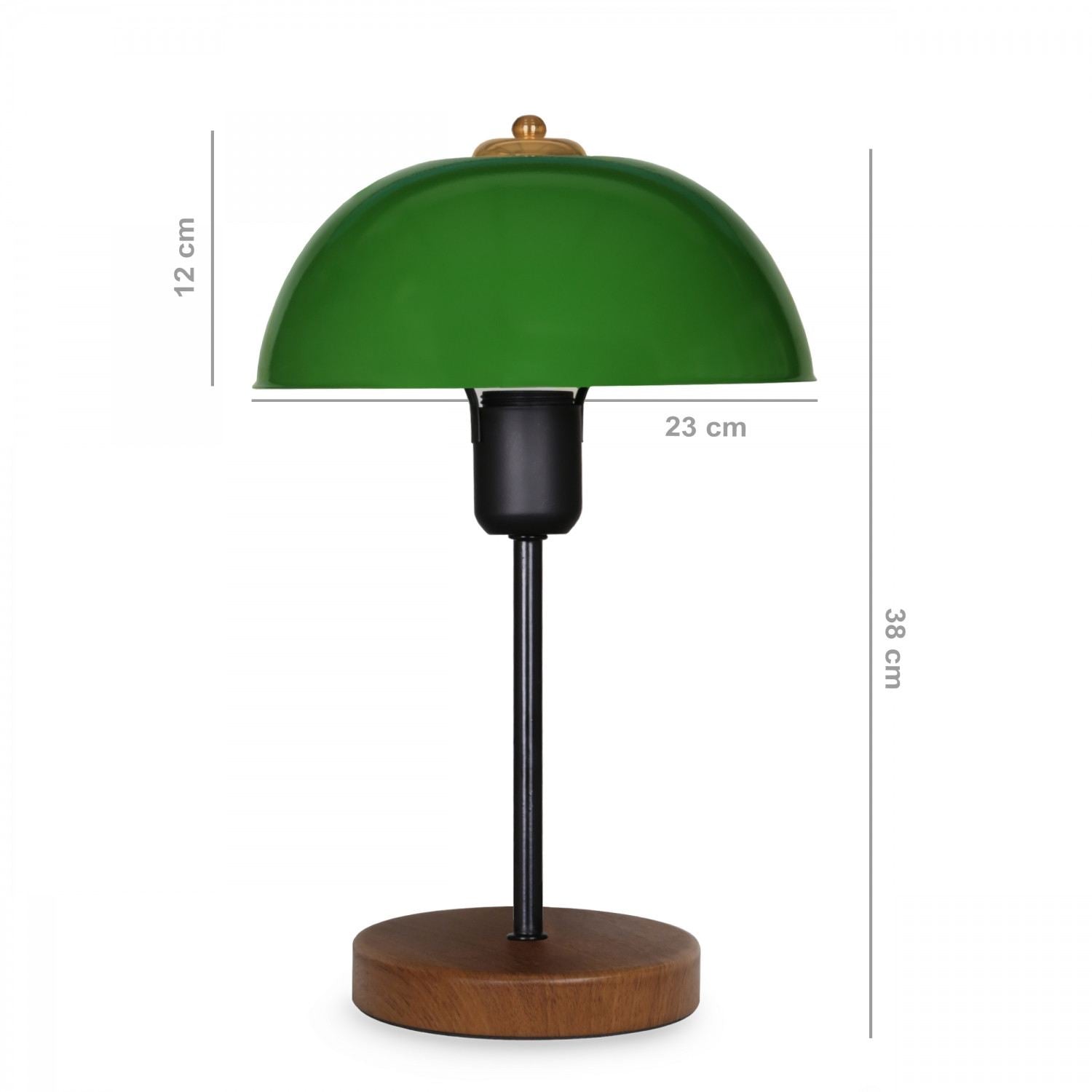 Candeeiro de Mesa – 23 x 12 cm – Verde – Metal e MDF