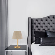 Candeeiro de Mesa – 37 cm – Bege/Dourado – PVC/Metal