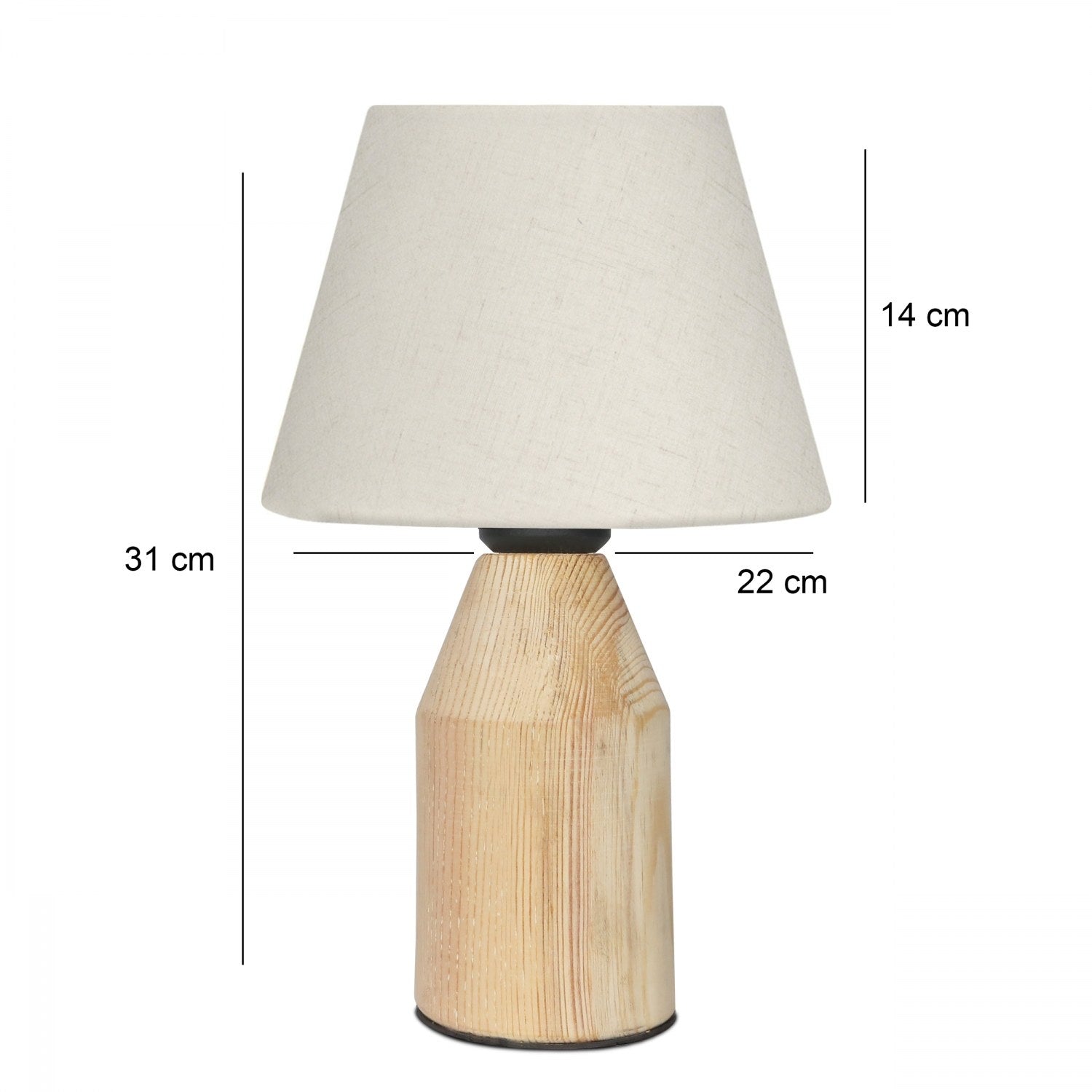 Candeeiro de Mesa – 31 cm – Creme – Madeira