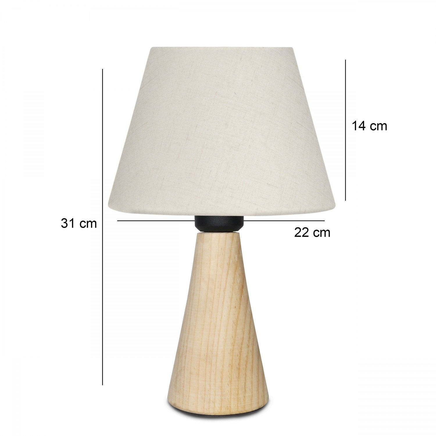 Candeeiro de Mesa de Madeira – 31 cm – Creme