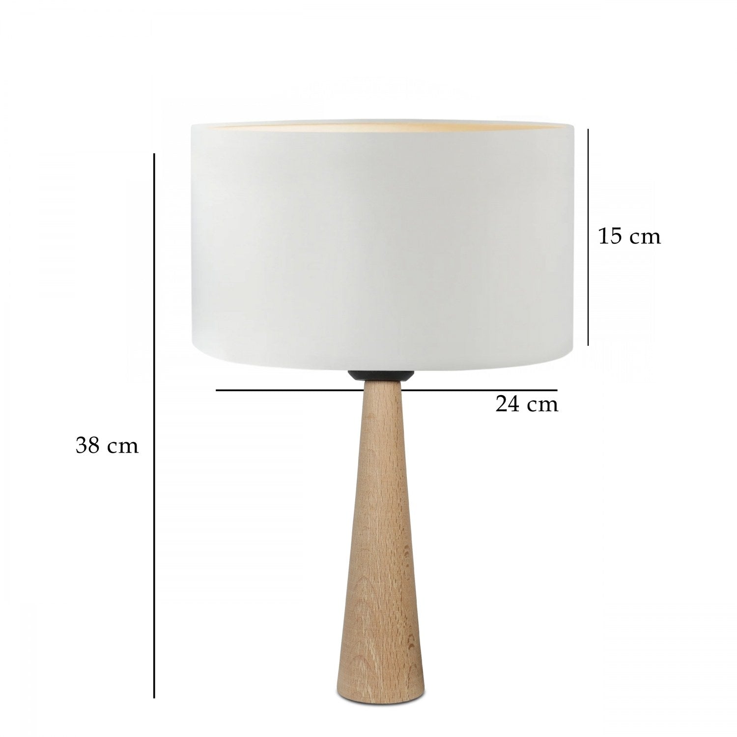 Candeeiro de Mesa – 24 cm diâmetro, 15 cm altura – Creme – Madeira