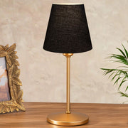 Candeeiro de Mesa – 37 cm – Preto – Metal e Tecido