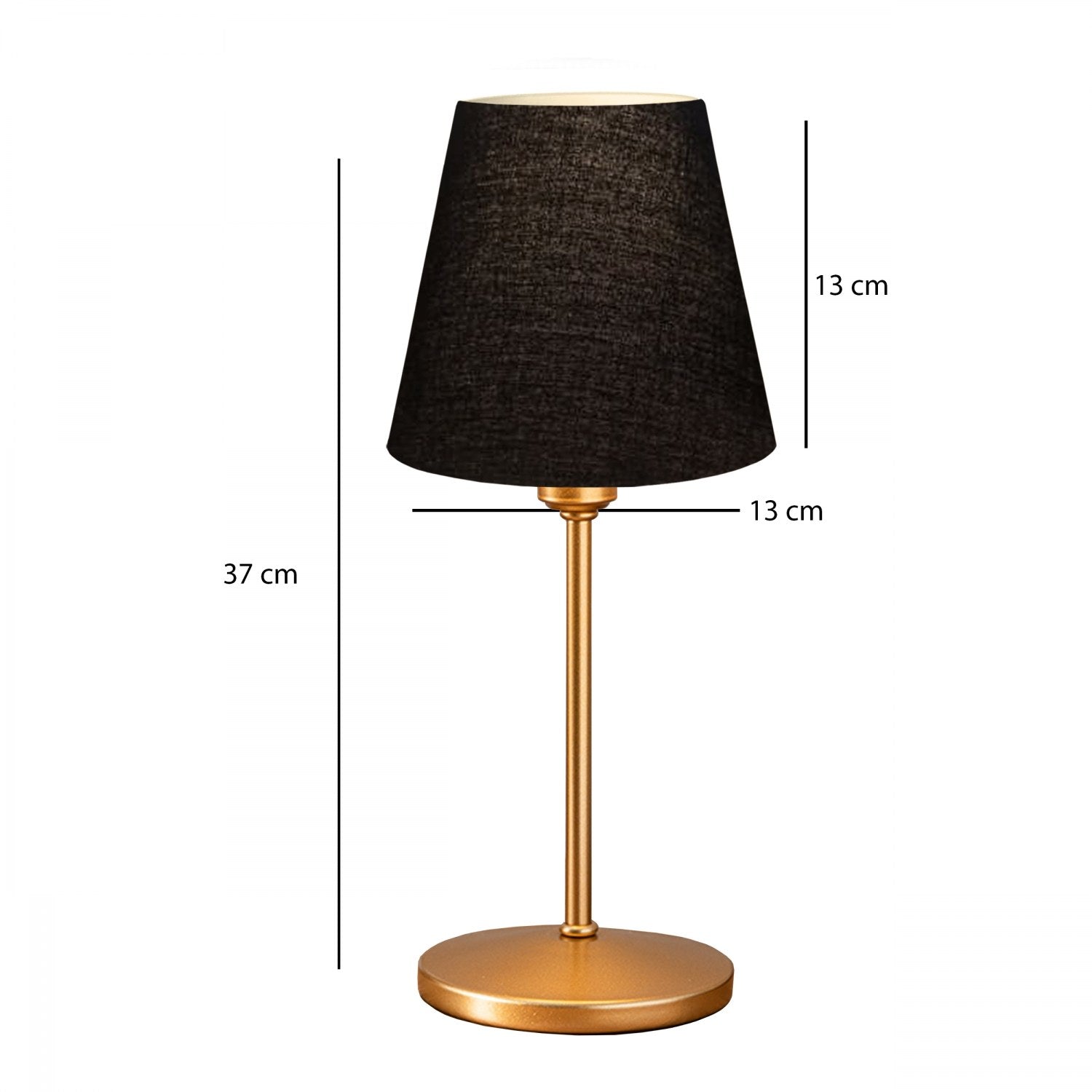 Candeeiro de Mesa – 37 cm – Preto – Metal e Tecido