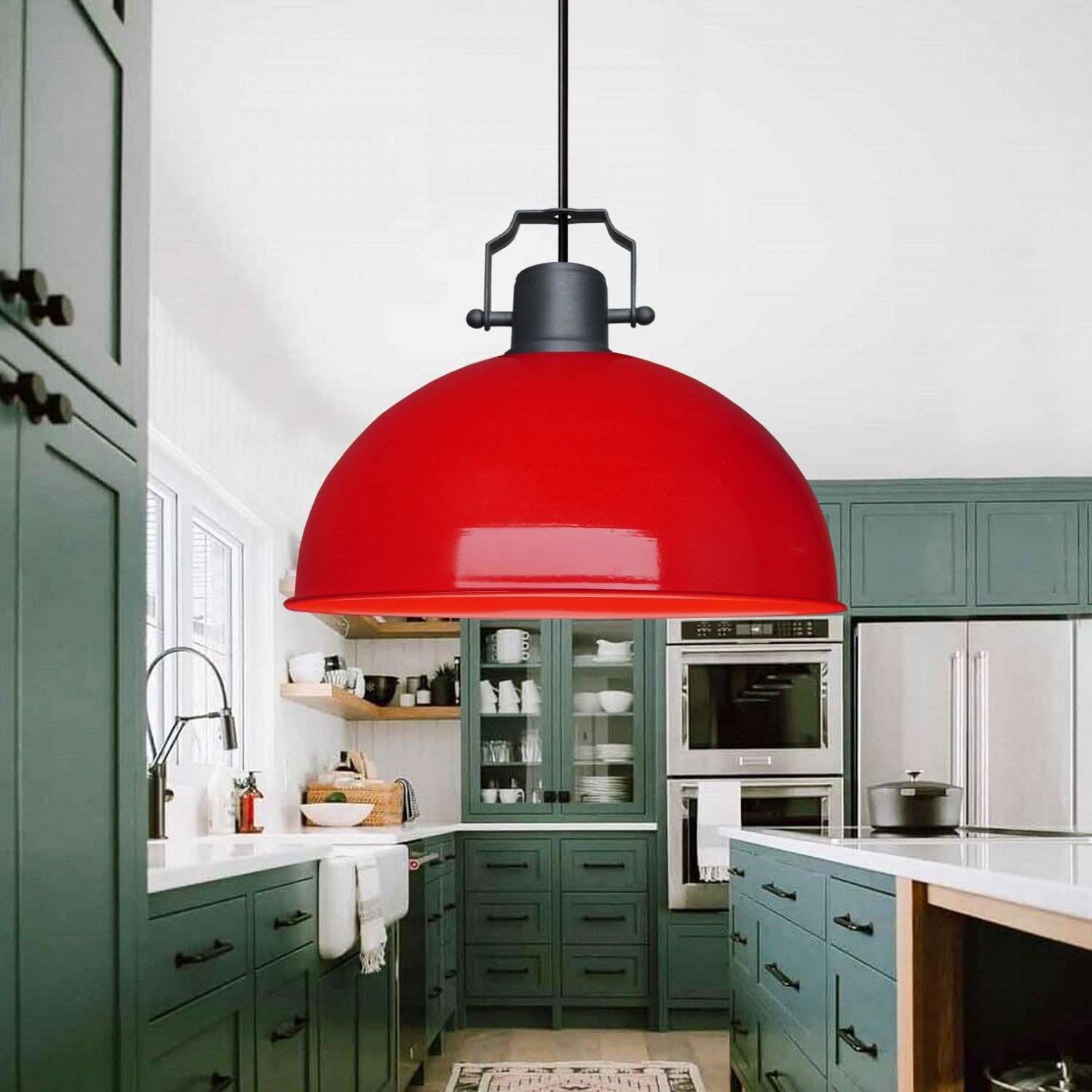 Candeeiro de Teto – 80 cm – Vermelho – Metal