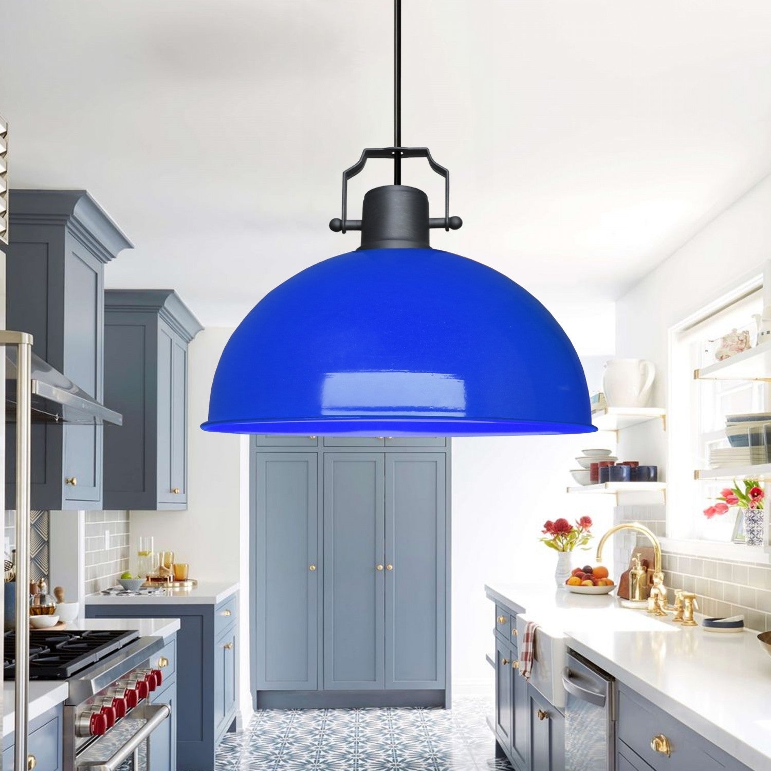 Candeeiro de Teto – 80 cm – Azul – Metal