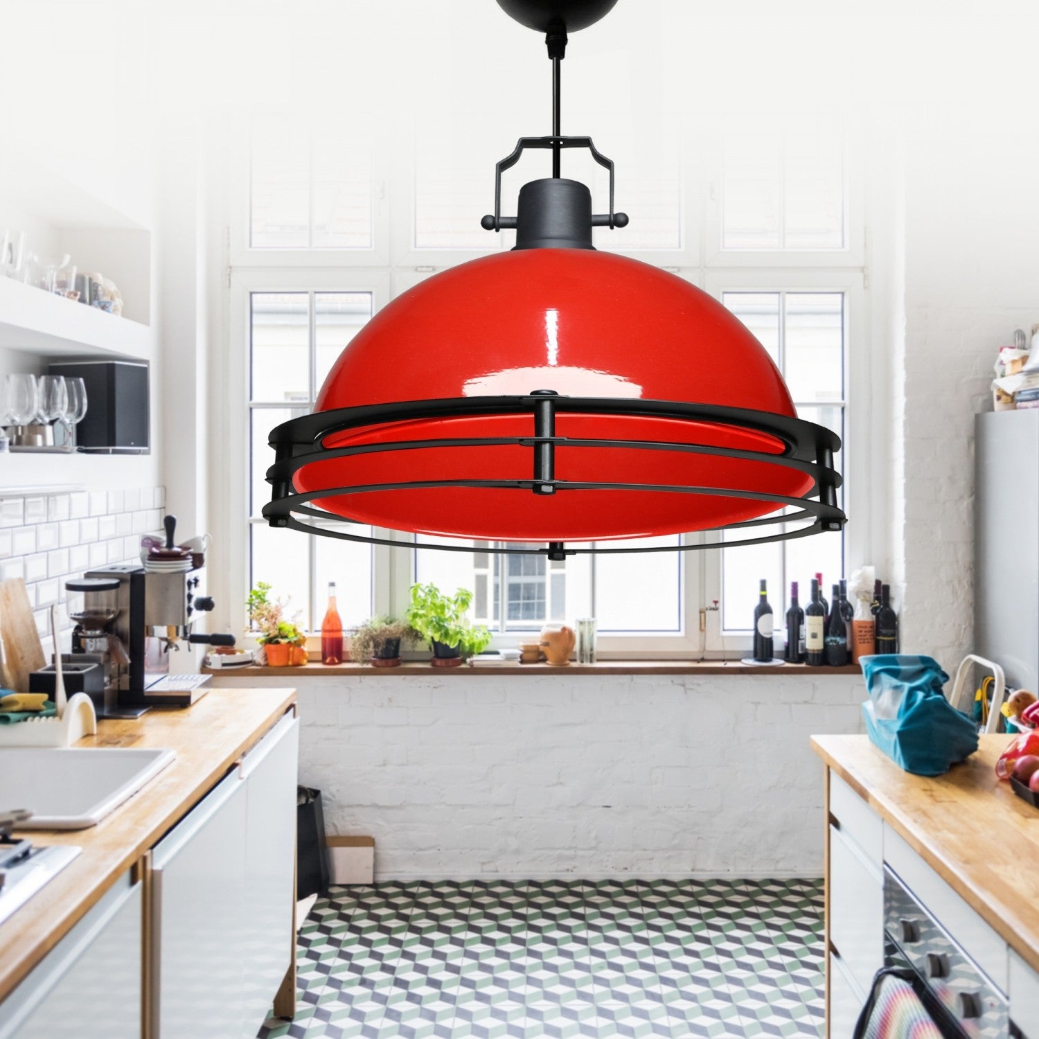 Candeeiro de Teto – 100 cm – Vermelho – Metal