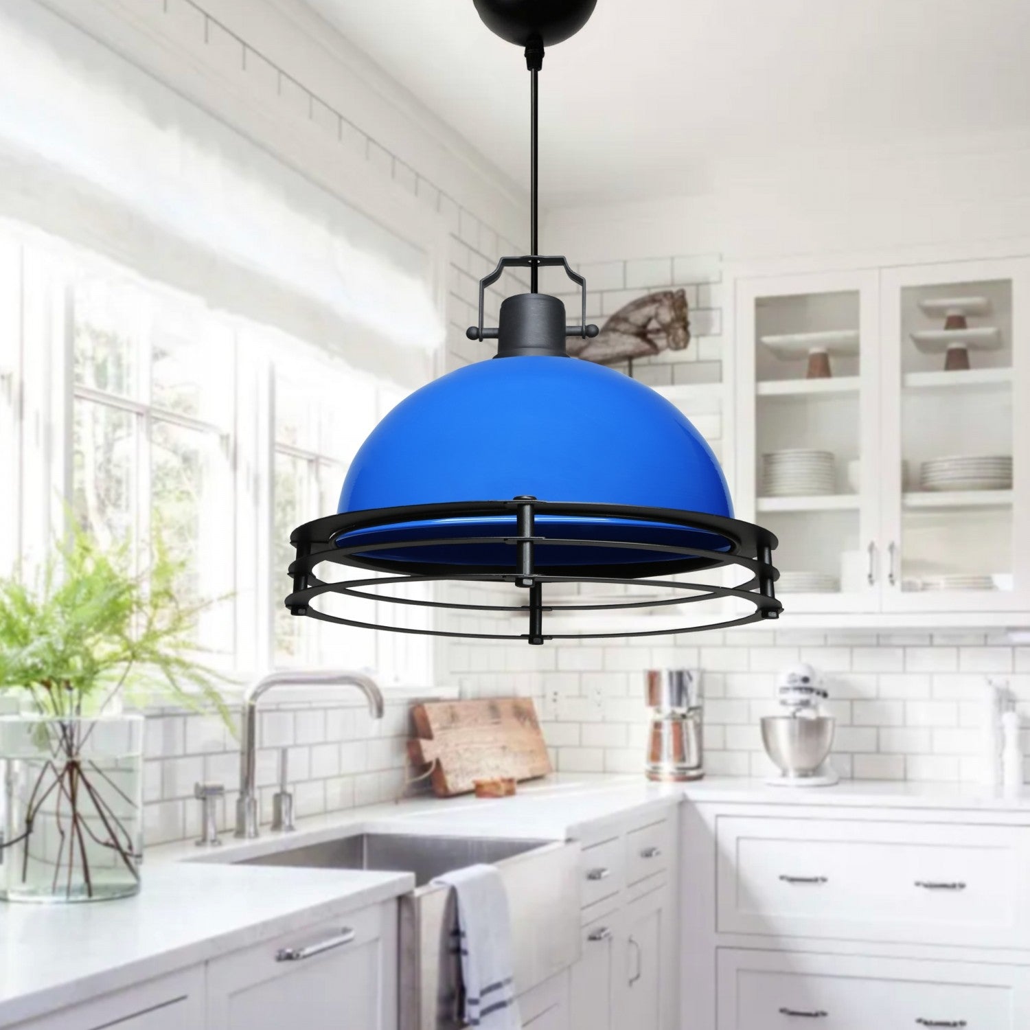 Candeeiro de Teto – 100 cm – Azul – Metal