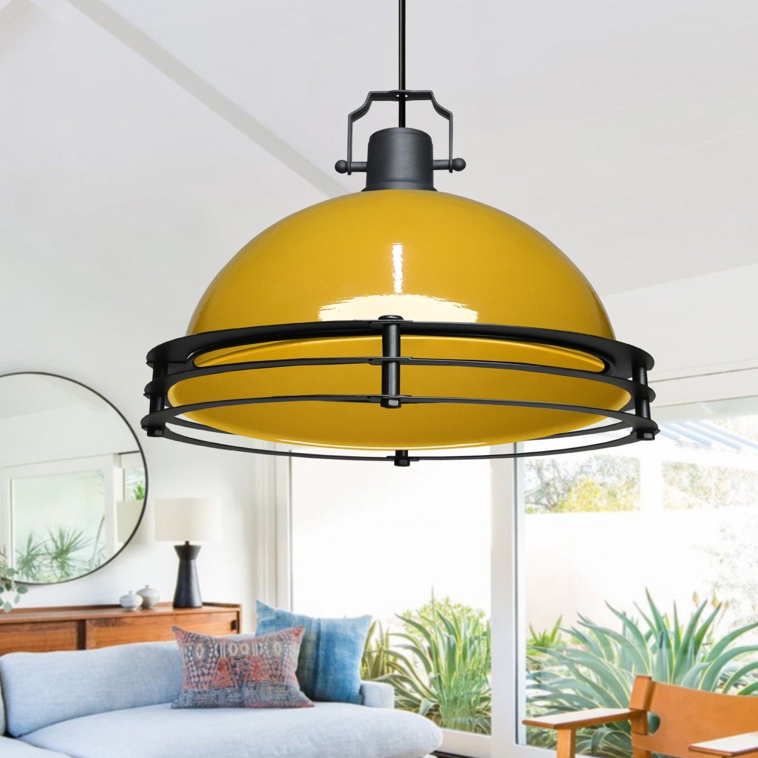 Candeeiro de Teto – 30 cm diâmetro – Amarelo – Metal
