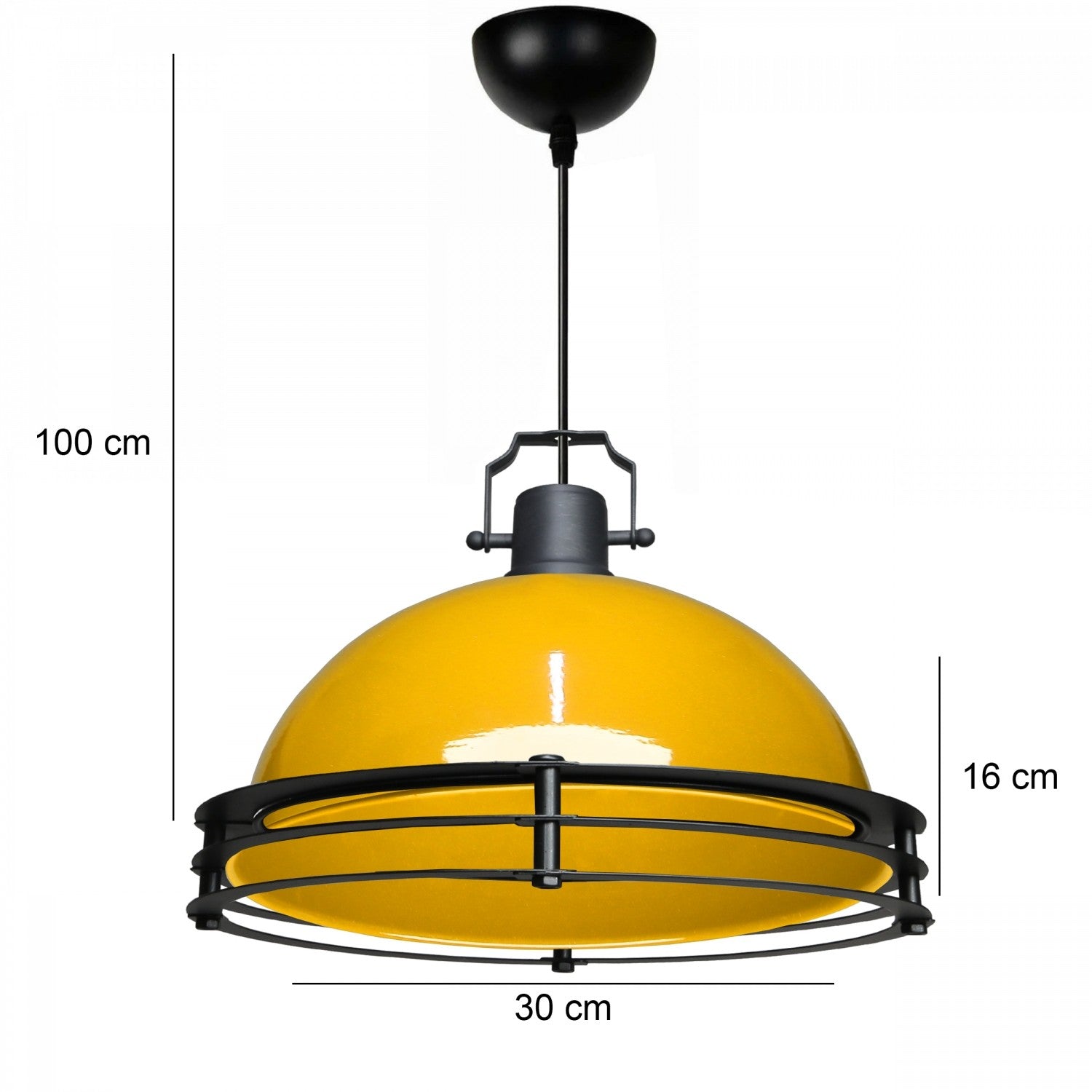 Candeeiro de Teto – 30 cm diâmetro – Amarelo – Metal