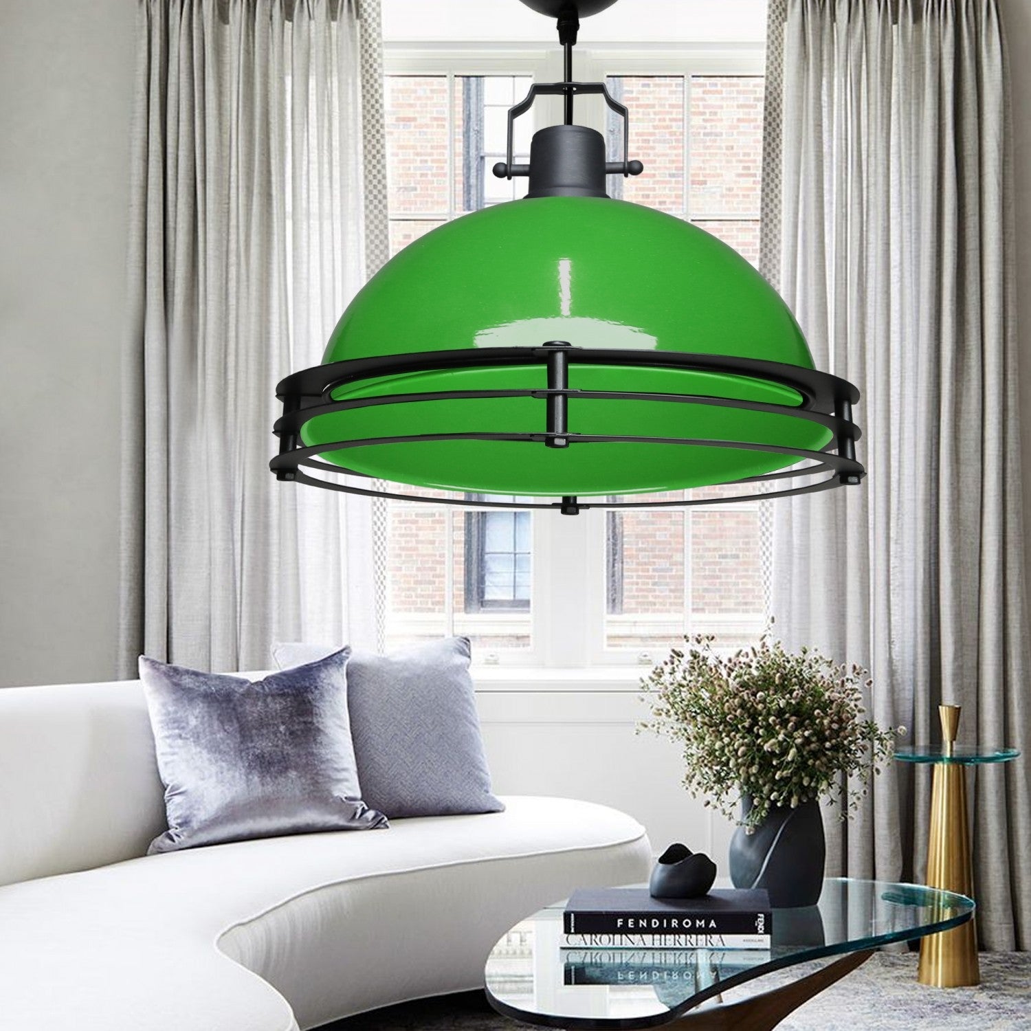 Candeeiro de Teto – 100cm – Verde – Metal