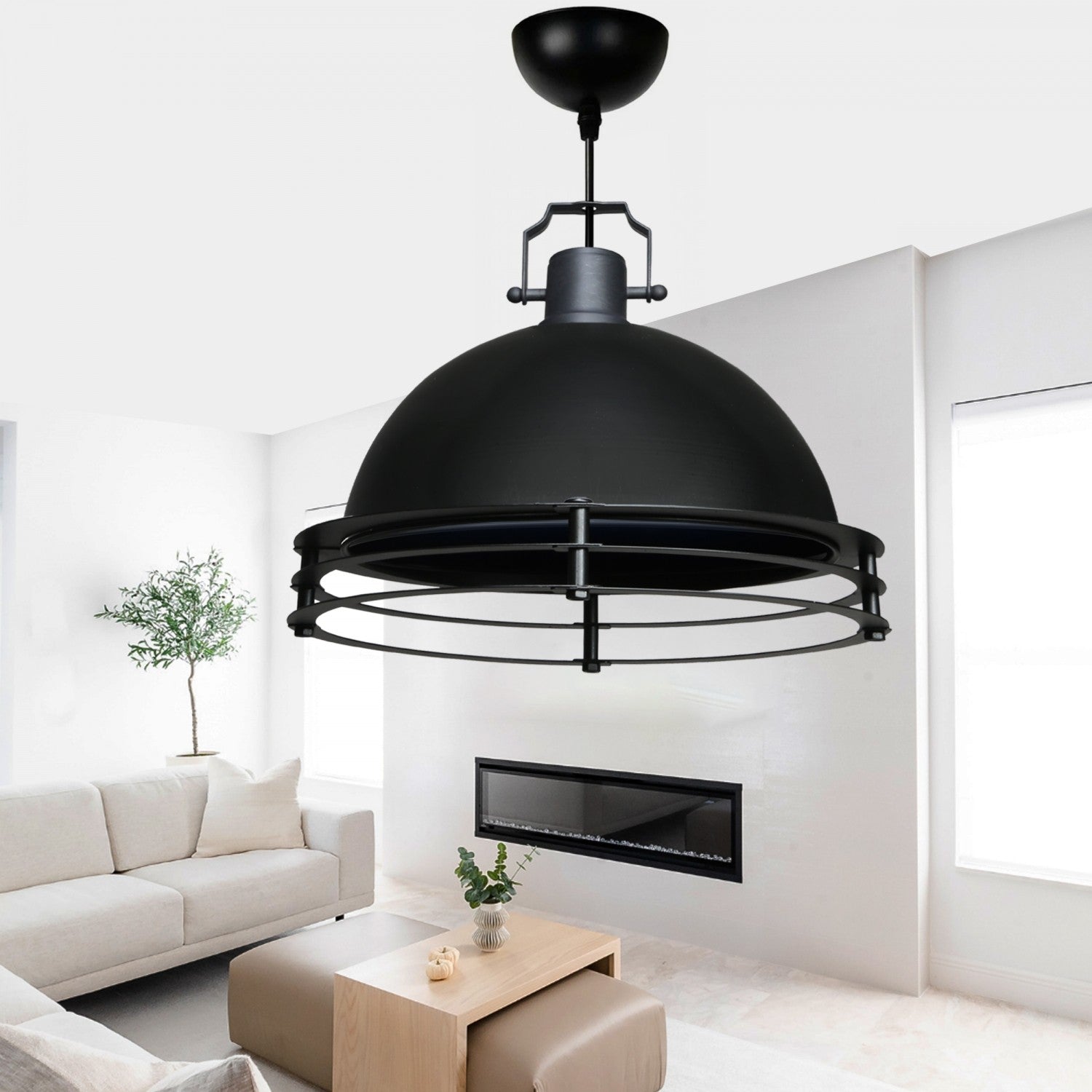 Candeeiro de Teto – 100 cm – Preto – Metal
