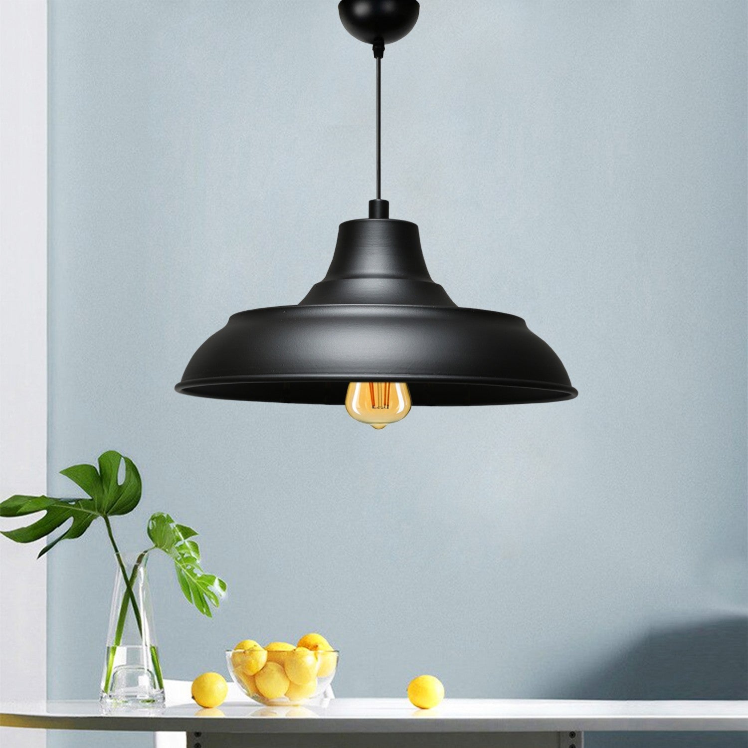 Candeeiro de Teto de Metal – 80 cm de Altura – Preto