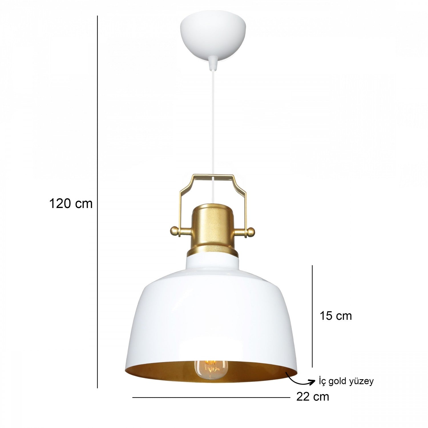 Candeeiro de Teto – 120 cm – Branco – Metal