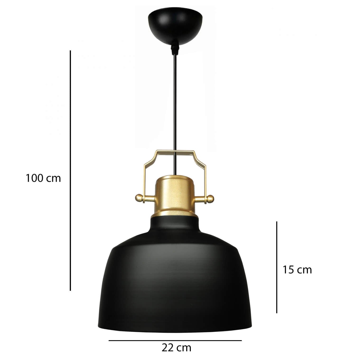 Candeeiro de Teto – 100 - 120 cm – Preto – Metal