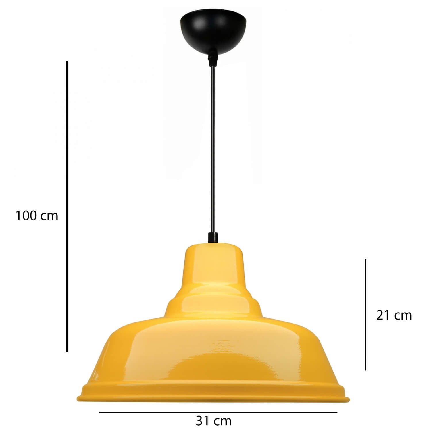 Candeeiro de Teto - 31 cm - Amarelo - Metal