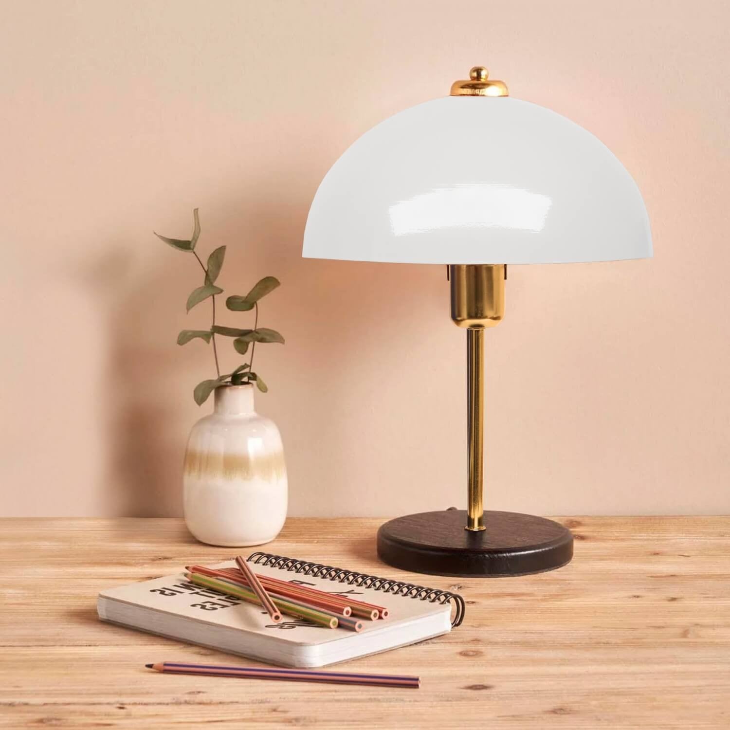Candeeiro de mesa – 38 cm – Branco – Metálico e MDF