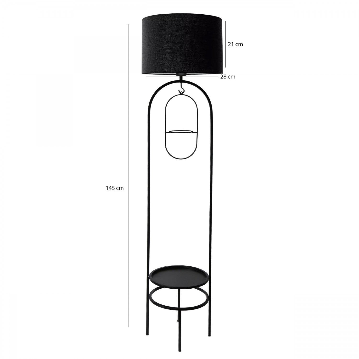 Candeeiro de Pé – 145 cm – Preto – Metal