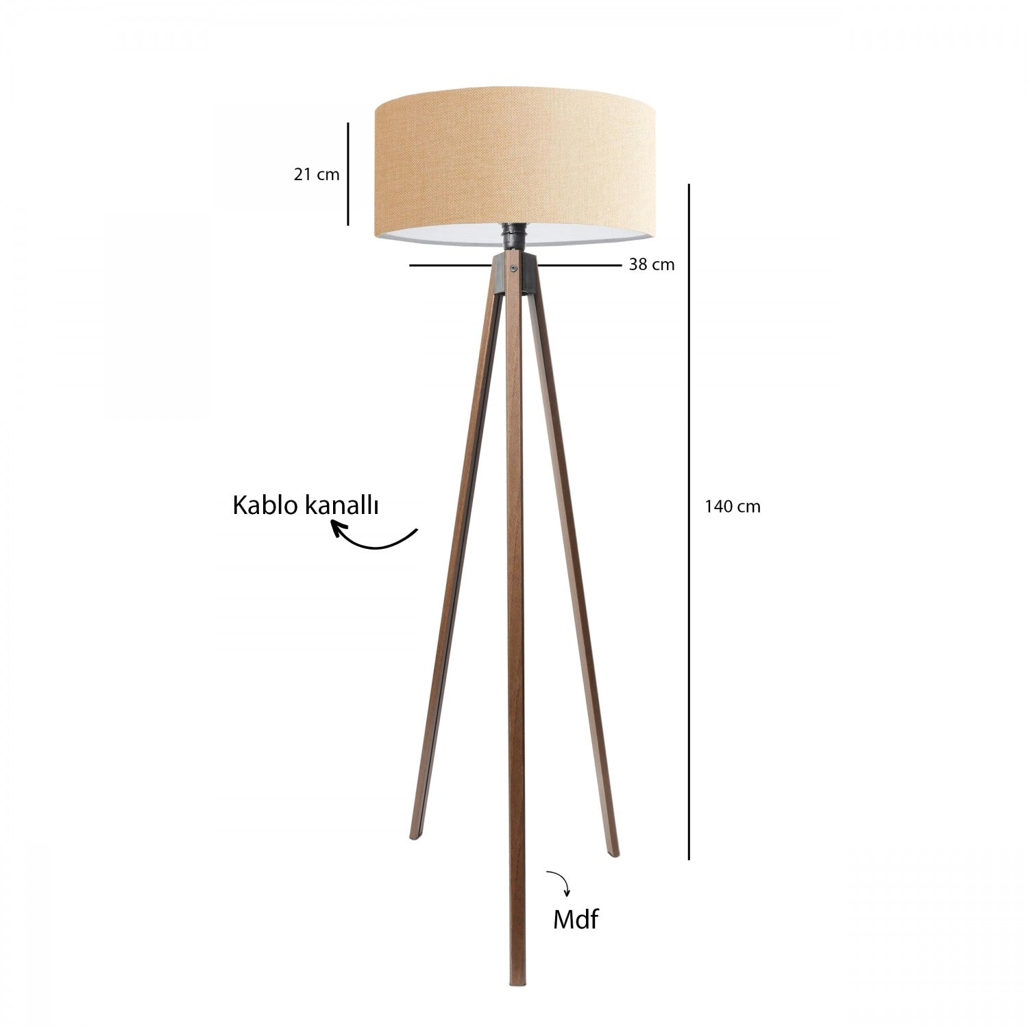 Candeeiro de Pé – 200 cm – Bege – Tecido