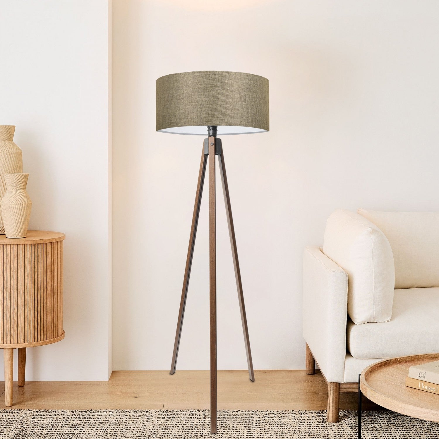 Candeeiro de Pé – 200 cm – Bege Areia – Tecido