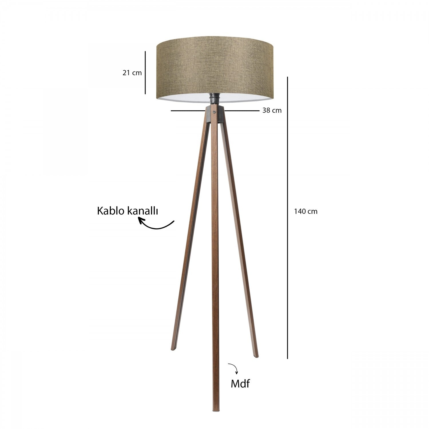 Candeeiro de Pé – 200 cm – Bege Areia – Tecido