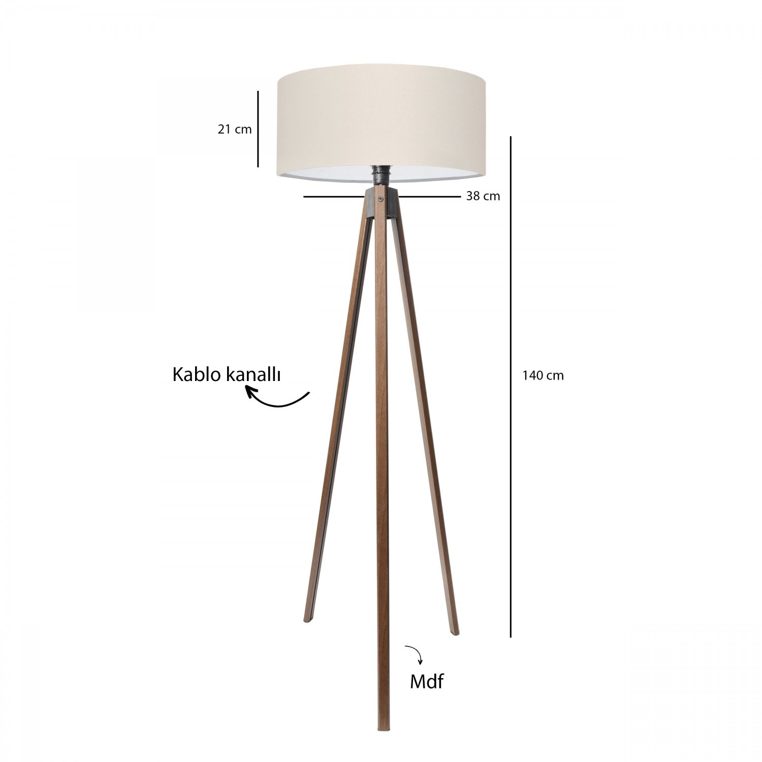Candeeiro de Pé – 200 cm – Creme – Tecido