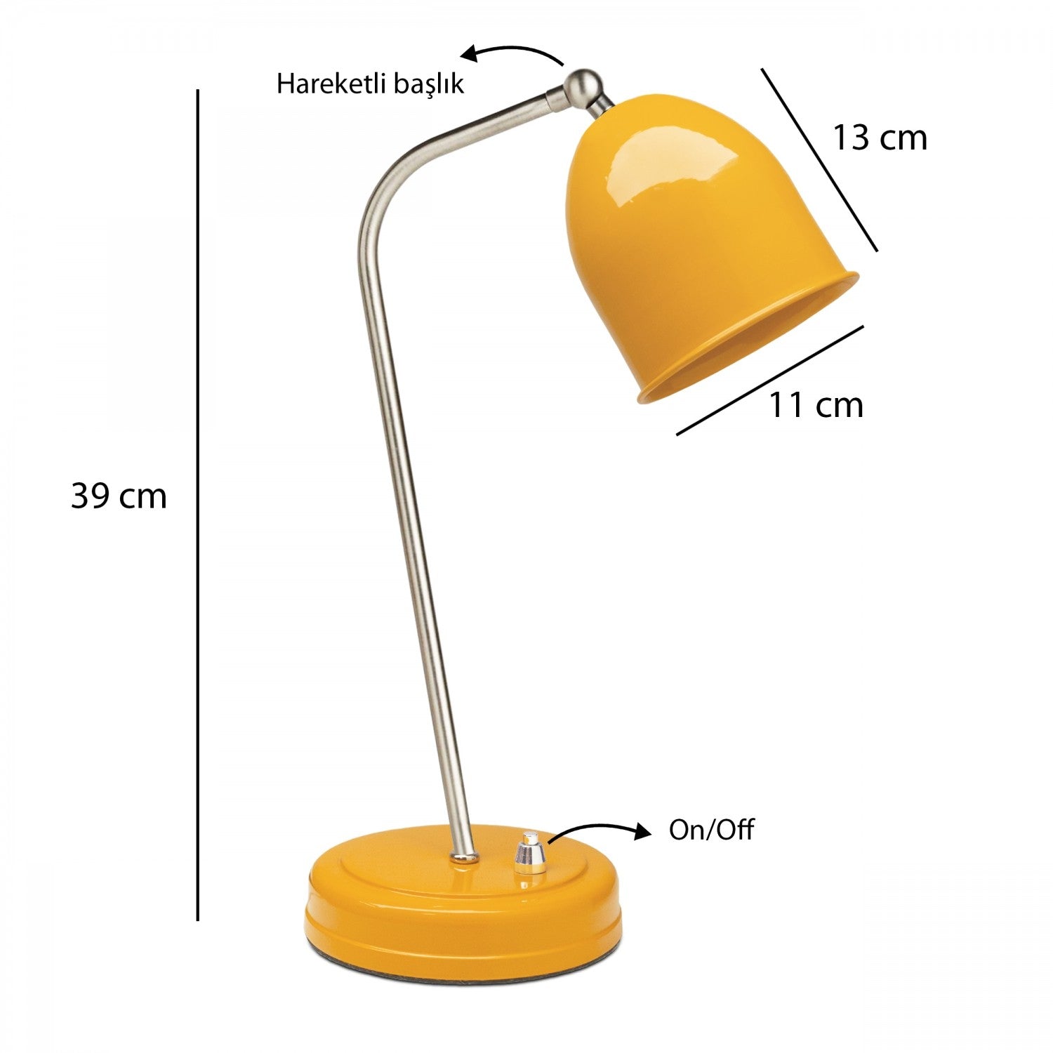 Candeeiro de Mesa – 39 cm – Mostarda – Metal