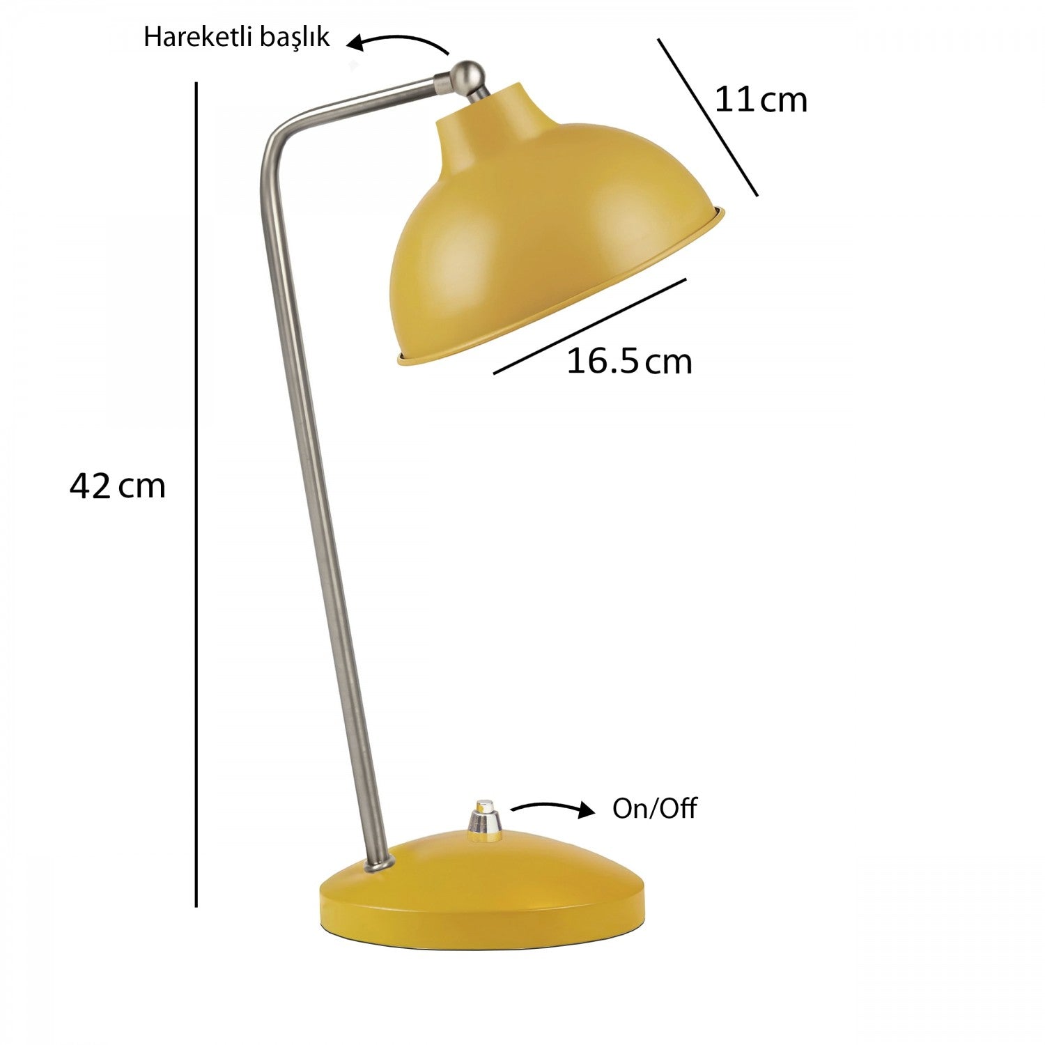 Candeeiro de Mesa – 40 cm – Mostarda – Metal
