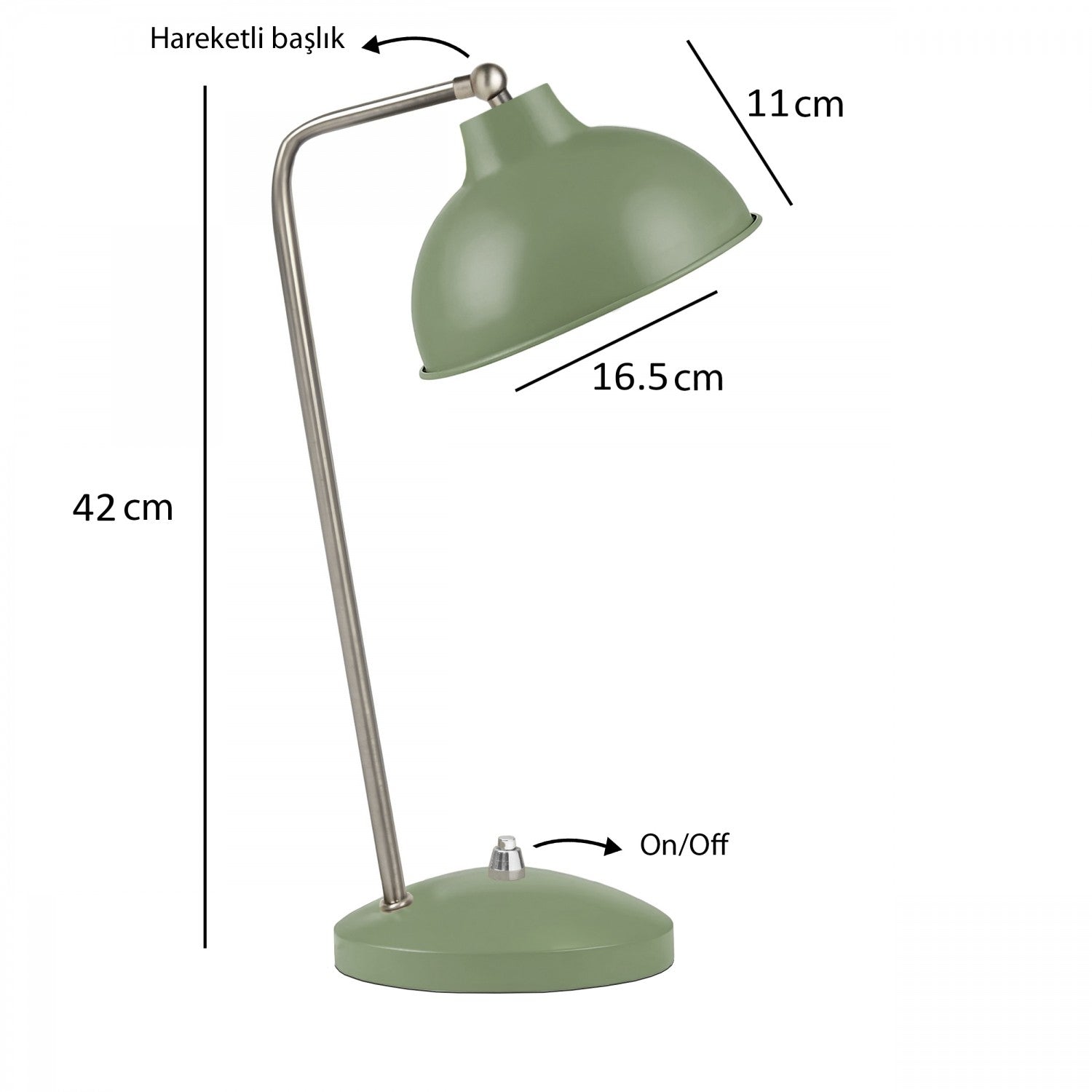 Candeeiro de Mesa – 40 cm – Verde – Metal