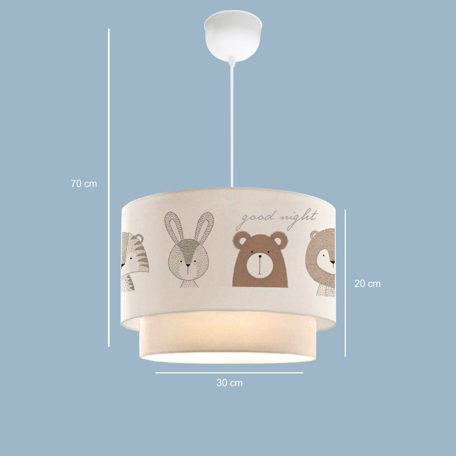 Candeeiro de Teto – 70 cm – Multicolorido – Tecido