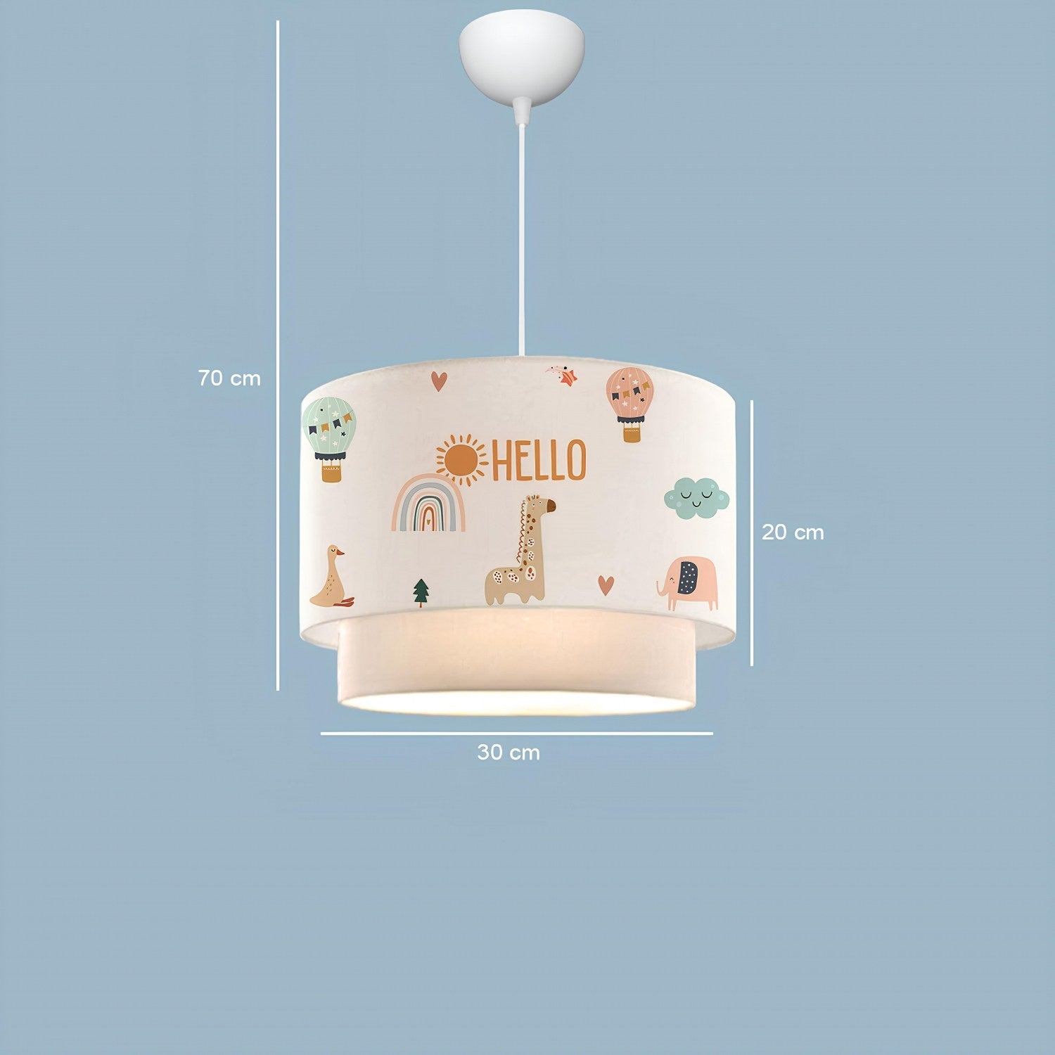 Candeeiro de Teto – 70 cm – Multicolorido – Tecido