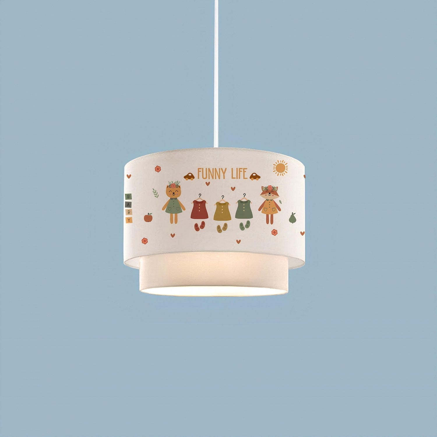 Candeeiro de Teto – 70 cm – Multicolorido – Tecido