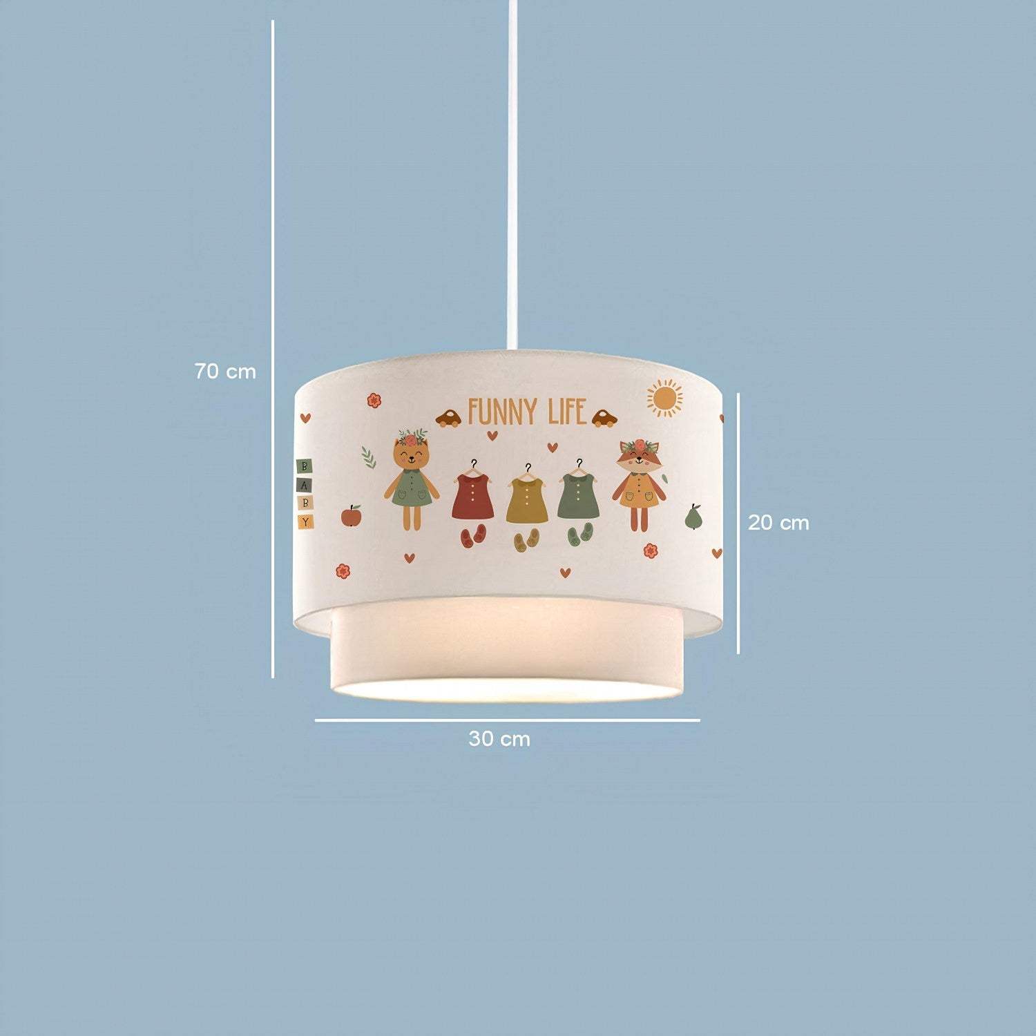 Candeeiro de Teto – 70 cm – Multicolorido – Tecido