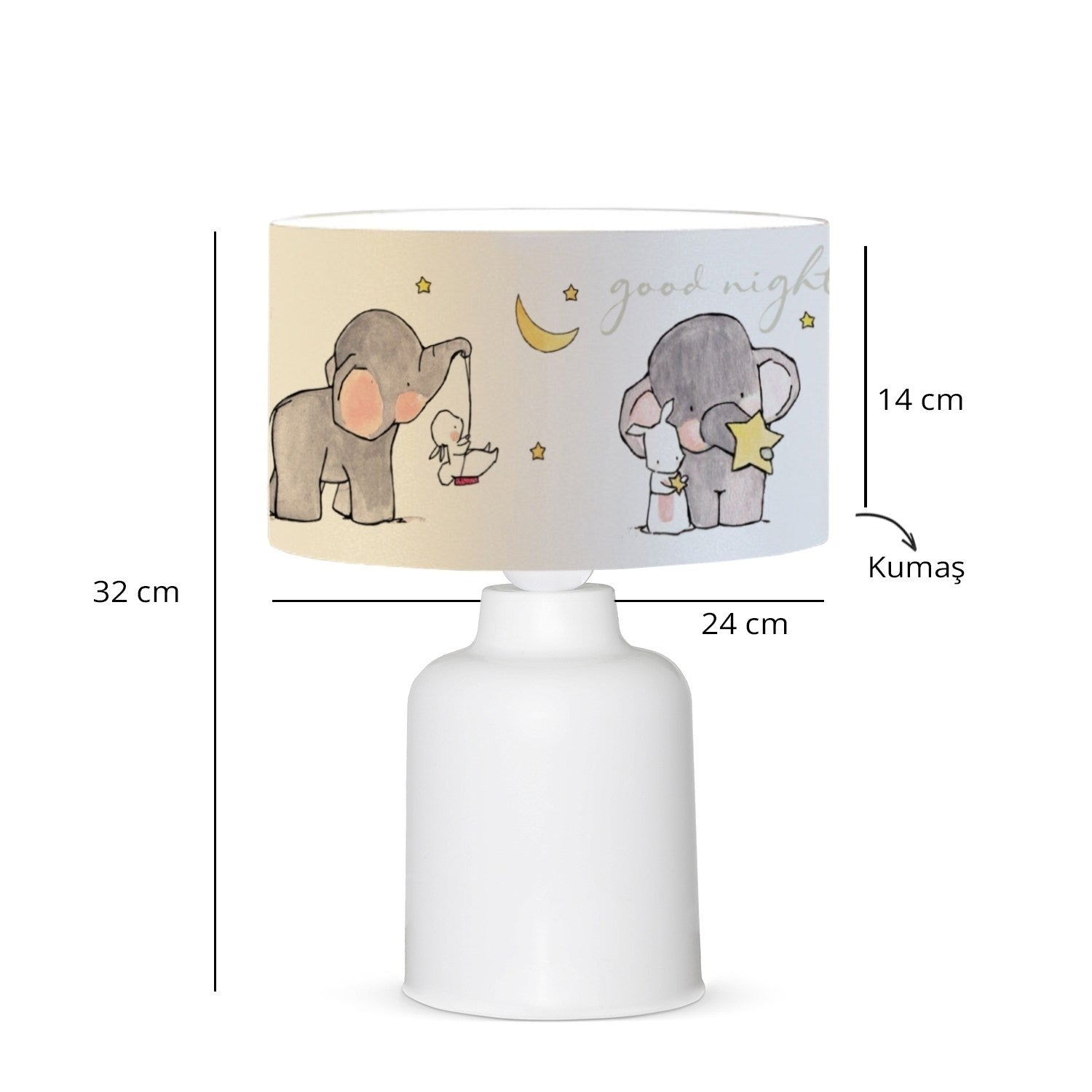 Candeeiro de Mesa – 32 cm – Multicolorido – Plástico e Tecido