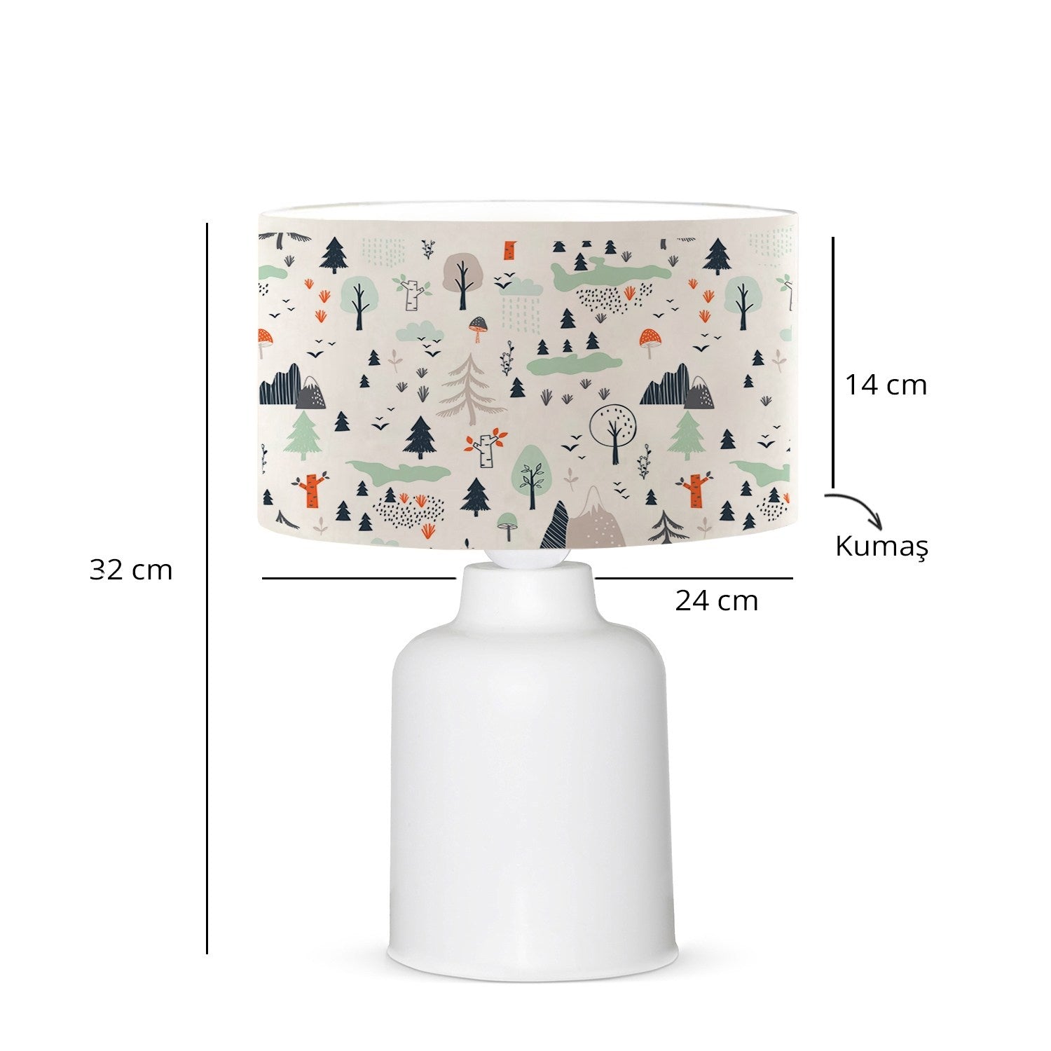 Candeeiro de mesa – 32 cm – Multicolorido – Plástico e tecido