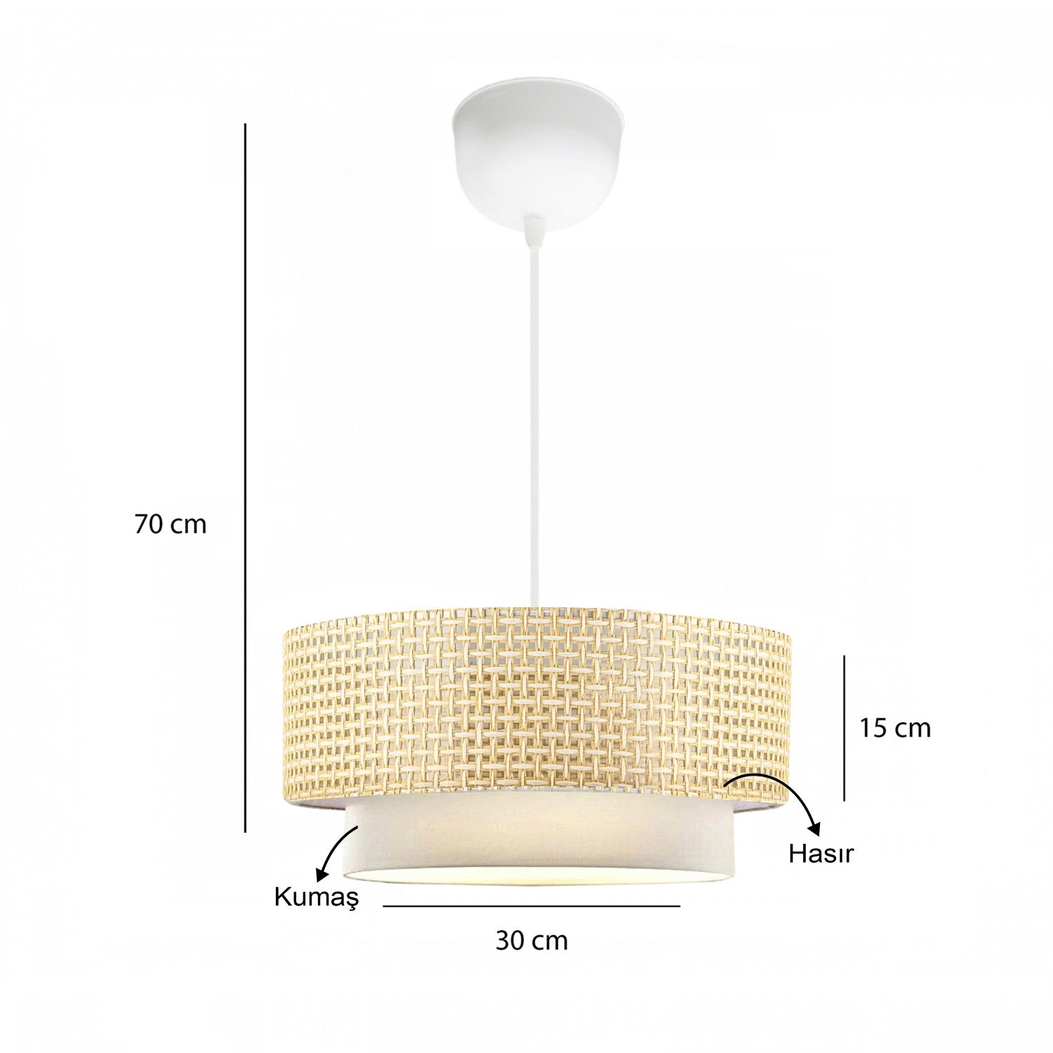Candeeiro de Teto – 70 cm – Bege – Vime